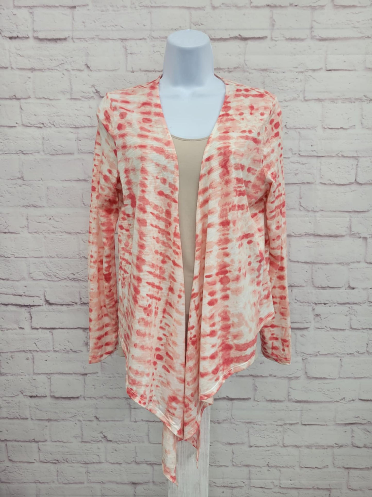 LARGE CORAL ABSTRACT A475783 Belle by Kim Gravel Slub Knit Shrug