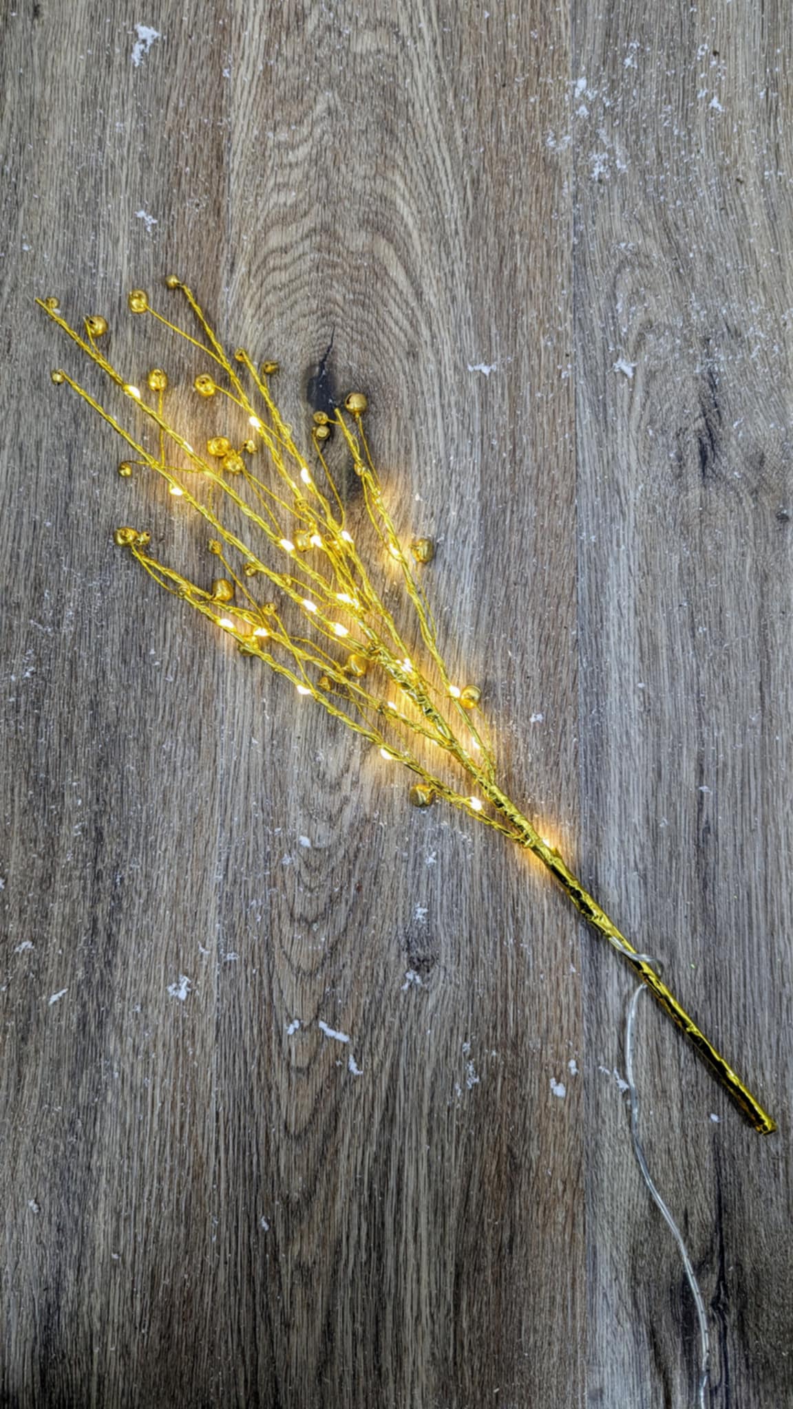 H230351 Scott Living Gold Jingle Bell Pick with LED Fairy Lights