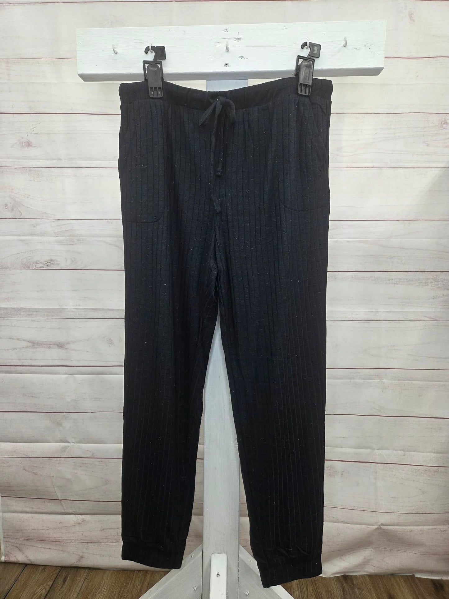 LARGE BLACK A708718 MUK LUKS Sweater Knit Zip-Up Lounge Set