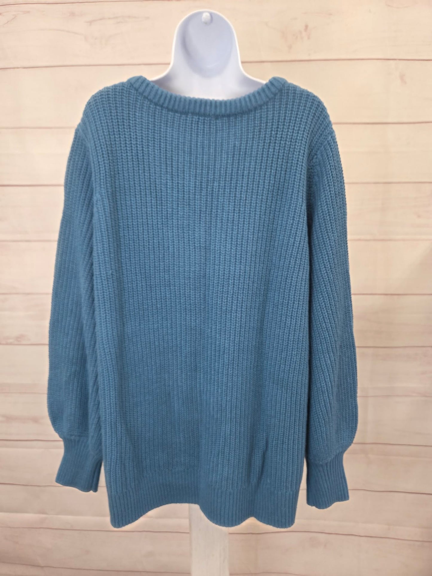 1X NIGHTSHADE A707186 Belle by Kim Gravel Chunky Shaker Knit Bishop Sleeve Sweater