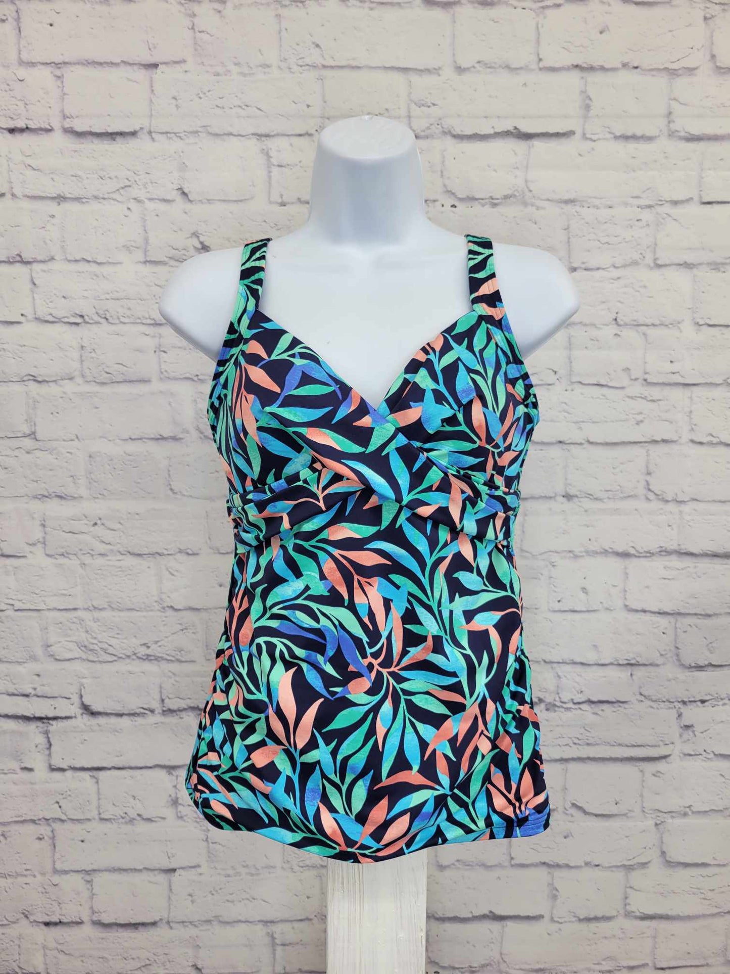 4R A469372 Lands' End V-Neck Wrap Underwire Tankini Top