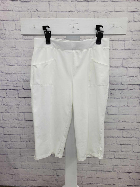 LARGE TALL WHITE A397366 Denim & Co. Active Tall Duo Stretch Skimmer Pants with Pockets