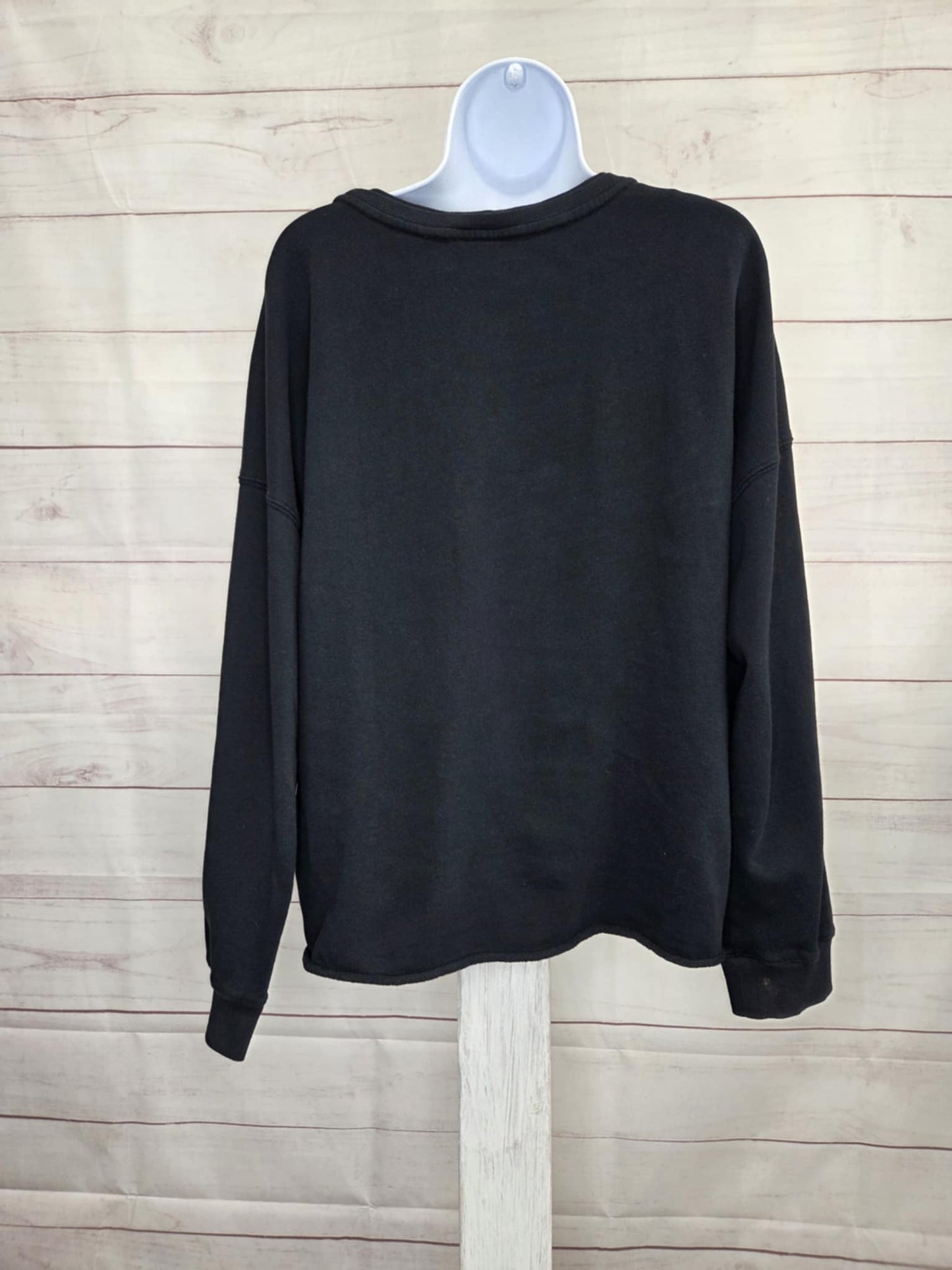 MEDIUM BLACK A704109 Peace Love World French Terry Crew Neck Pullover