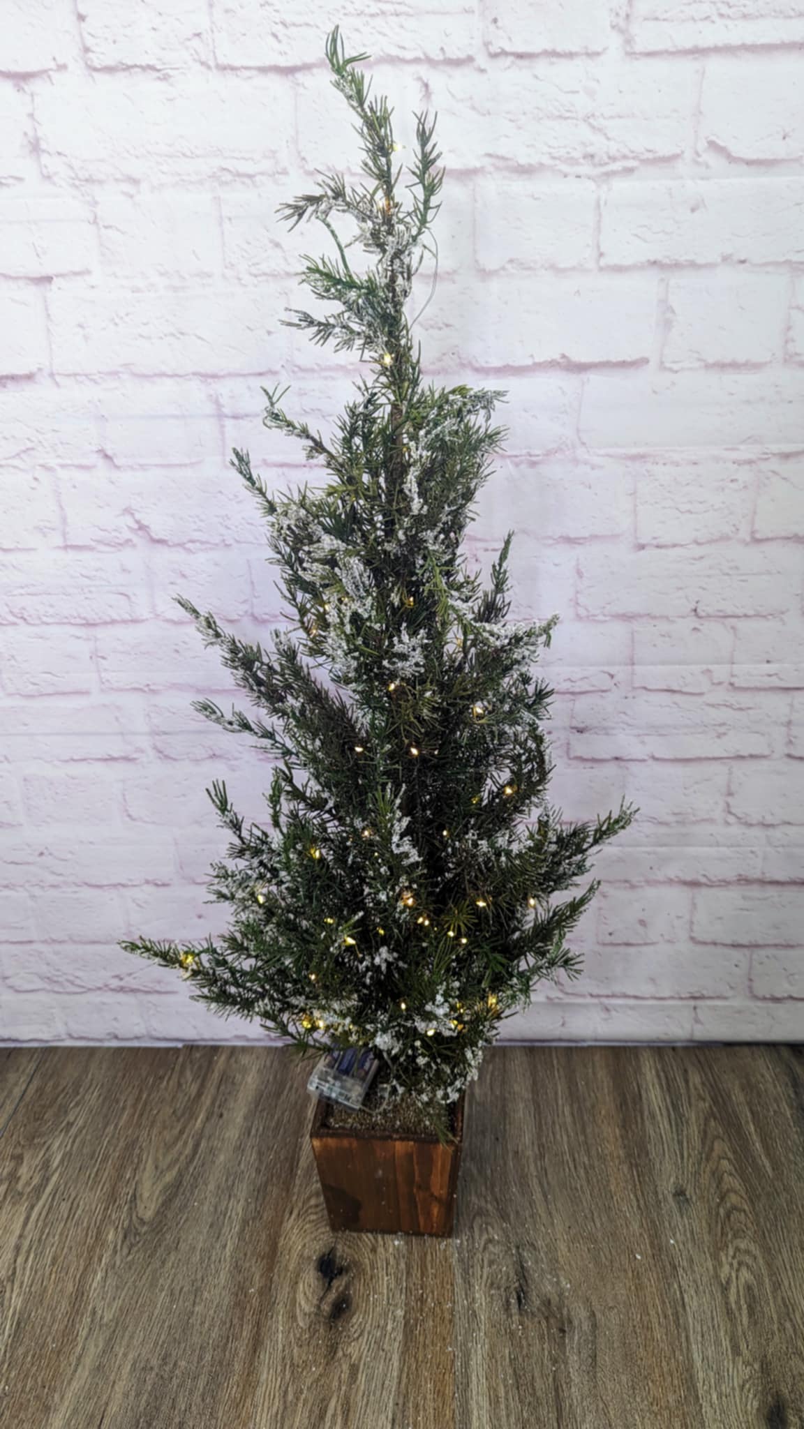 H230530 Home Reflections 37" Illuminated Flocked Potted Tree