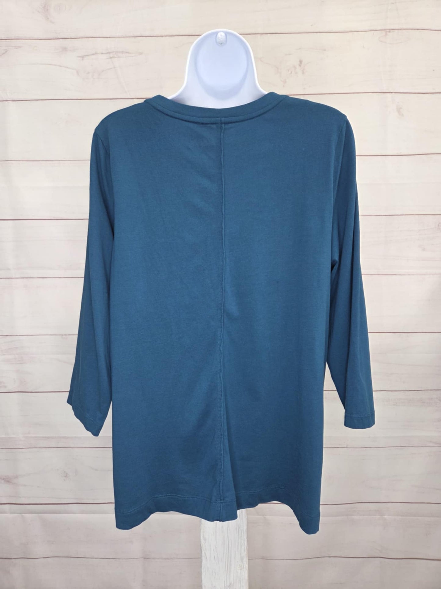 LARGE TEAL A702439 LOGO Principles by Lori Goldstein 3/4 Sleeve Knit Top