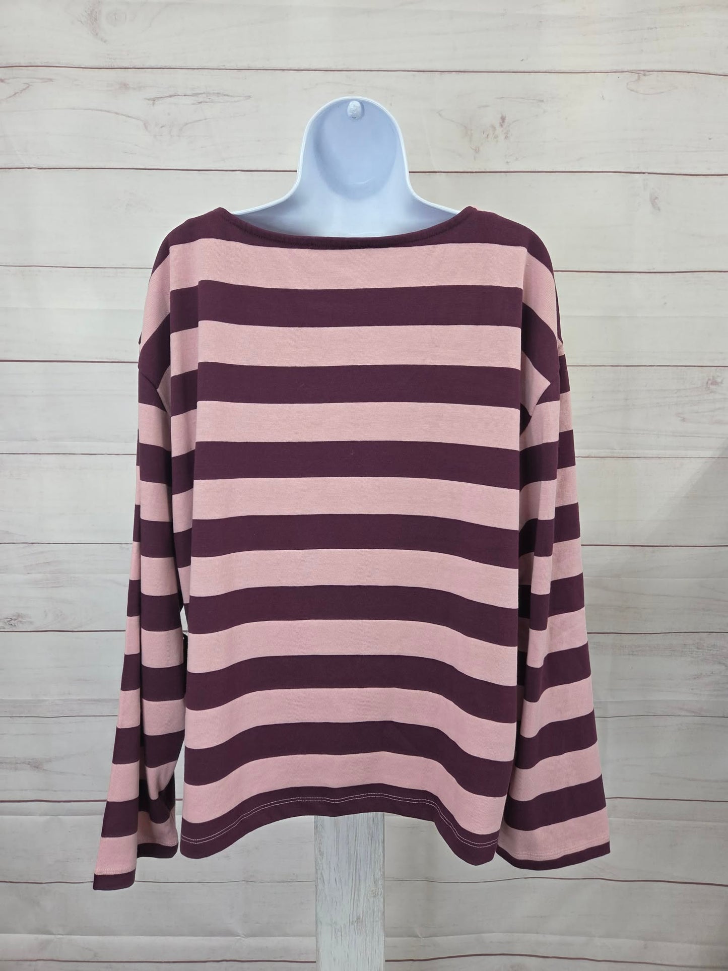 LARGE WINE/ROSE A710569 RM Studio x Rebecca Minkoff Boxy Stripe Long Sleeve Top
