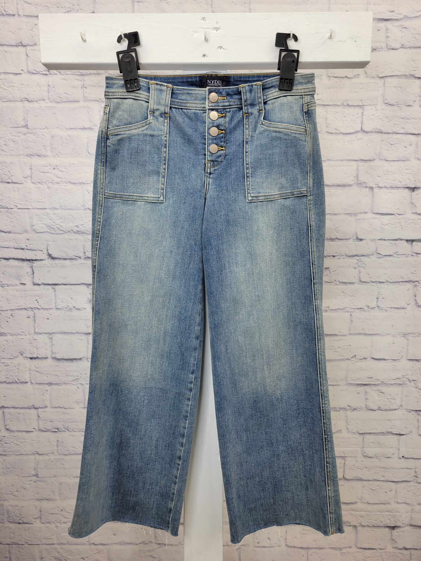 00R A391170 NYDJ Teresa Wide Leg Ankle Jeans with Utility Detail- Clean Clayburn