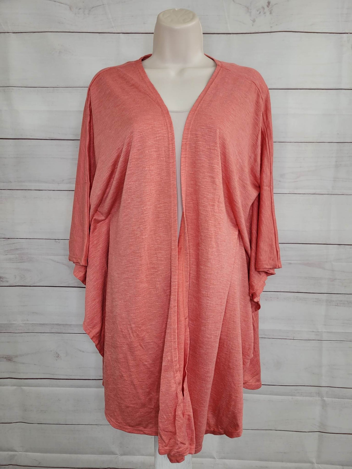 MEDIUM SPICED CORAL A469974 Cuddl Duds Slub Relaxed Throw Poncho Wrap