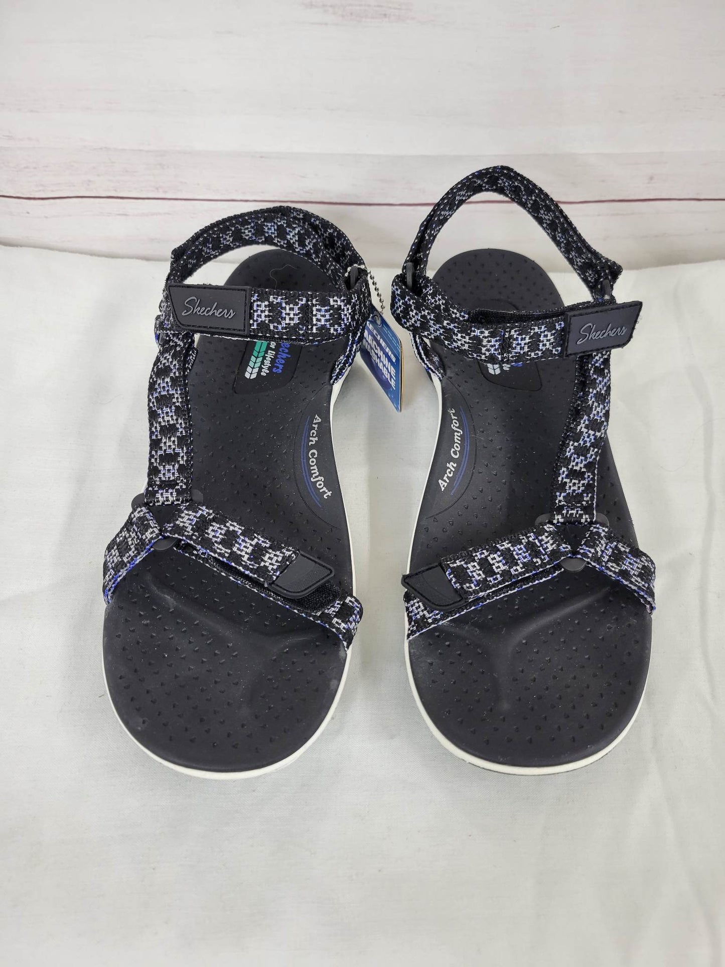 11M BLACK A397335 Skechers Washable Knit Quarter Strap Sandals - Reggae Cup