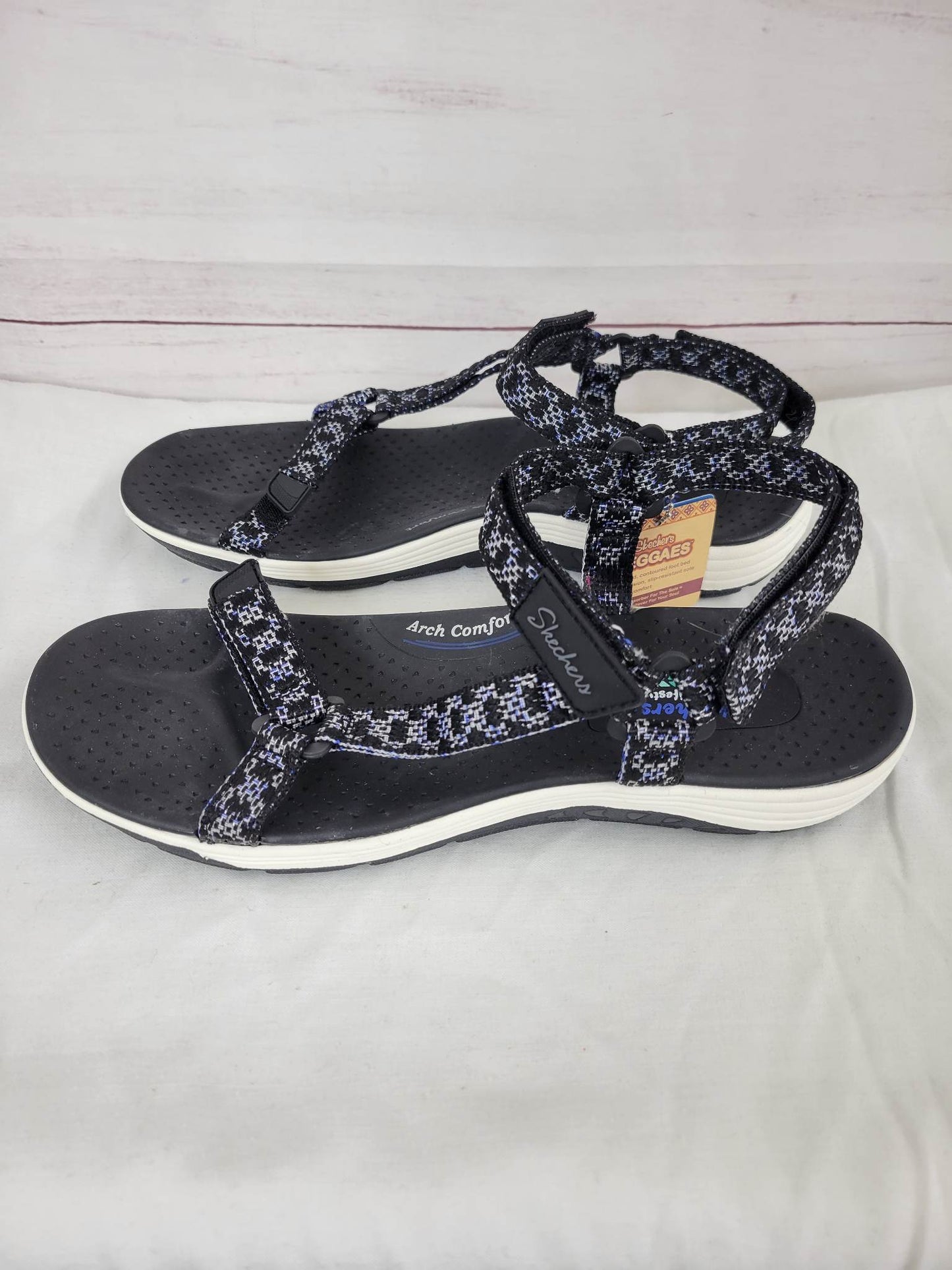 11M BLACK A397335 Skechers Washable Knit Quarter Strap Sandals - Reggae Cup