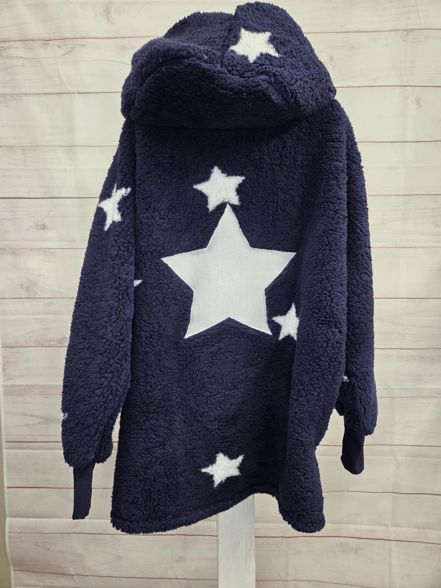 XL/1X MIDNIGHT A702607 By Jill Martin Regular Sherpa Embroidered Hooded Lounger