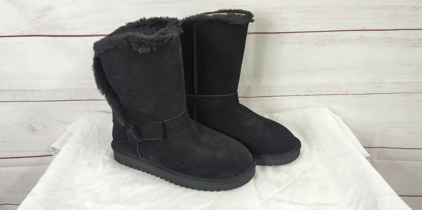 8M BLACK A398686 Koolaburra by UGG Suede Bow Short Boots - Arlena