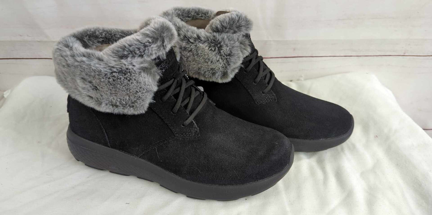 6M BLACK A459703 Skechers On-the-GO City 2 Suede Ankle Boots - Winter Wishes