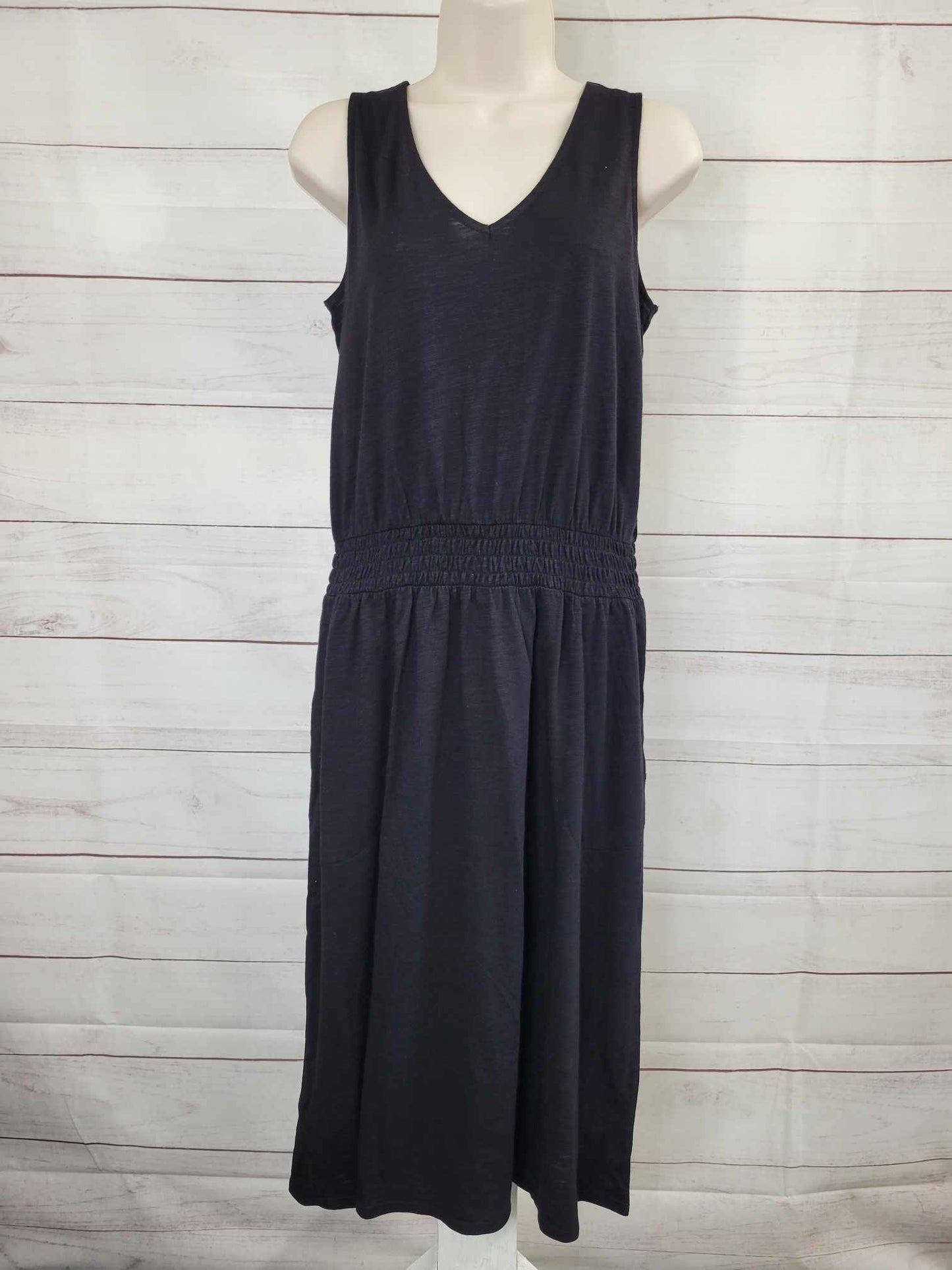 SMALL BLACK A602652 Belle by Kim Gravel Petite Slub Knit Smocked Waist Dress
