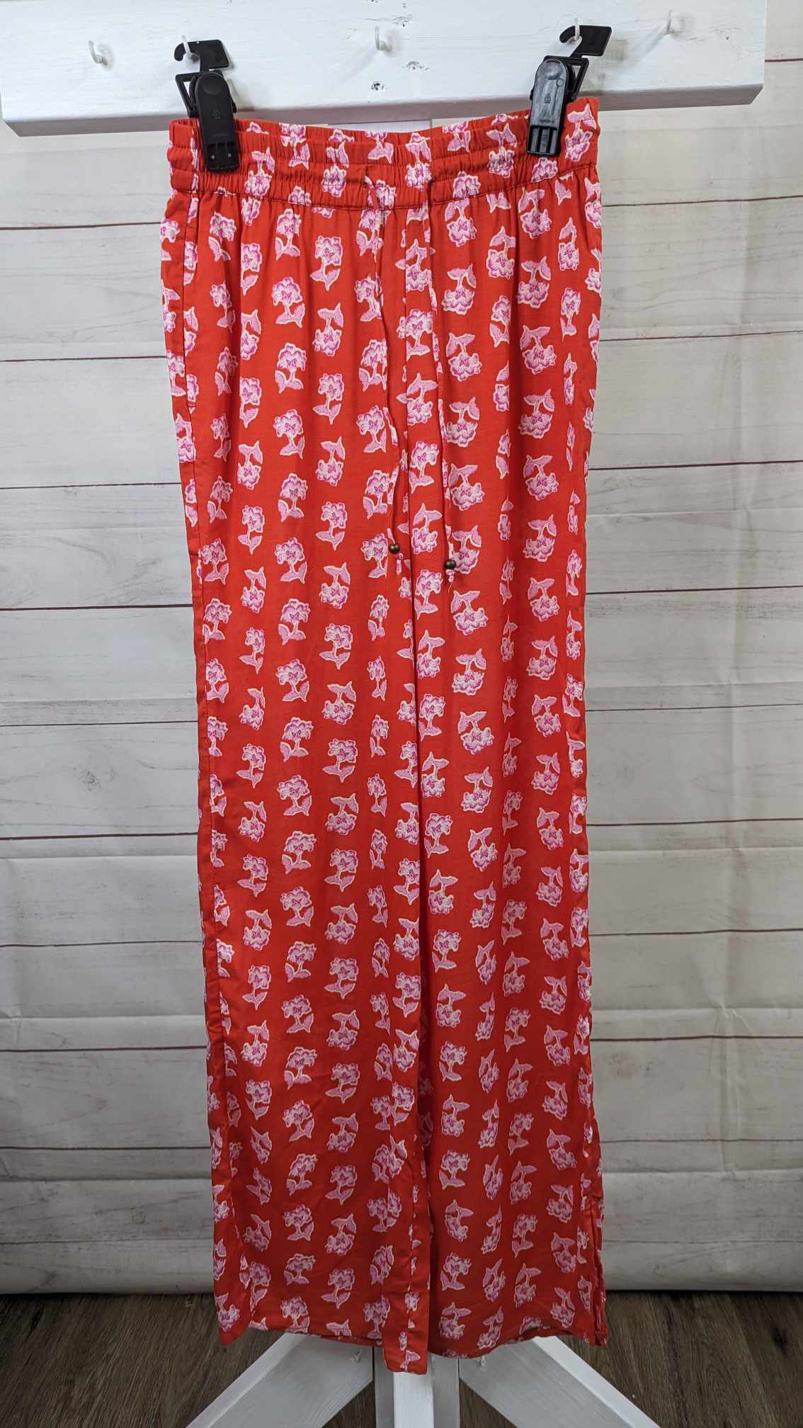 XXSMALL CHERRY A488228 Candace Camern Bure Regular Printed Wide Leg Pant with Side Slits