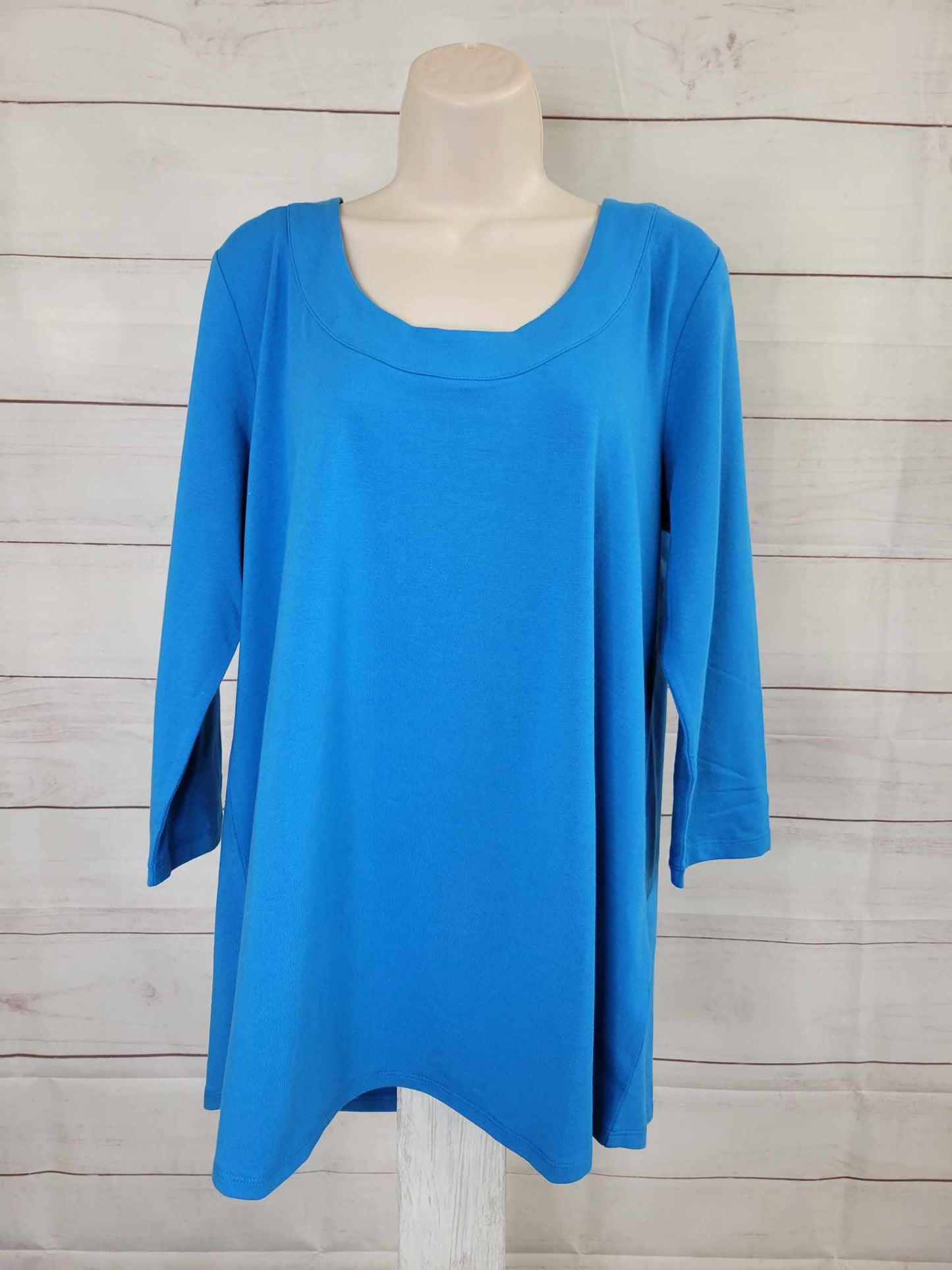 LARGE BLUE A479157 Susan Graver Regular Weekend Essentials Comfy Cotton Tunic