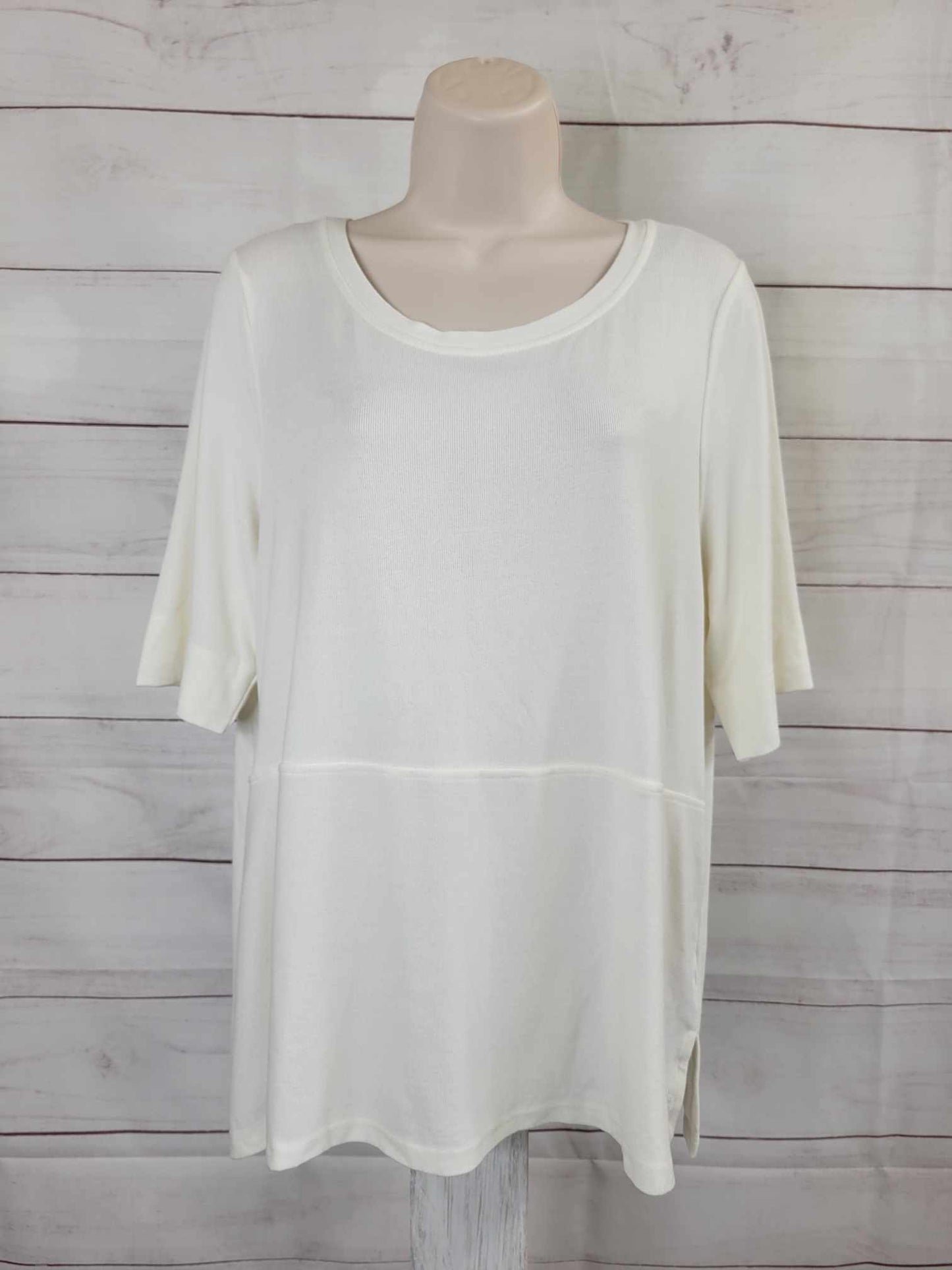 LARGE PORCELAIN A586757 Cuddl Duds Seriously Soft Elbow-Sleeve Top