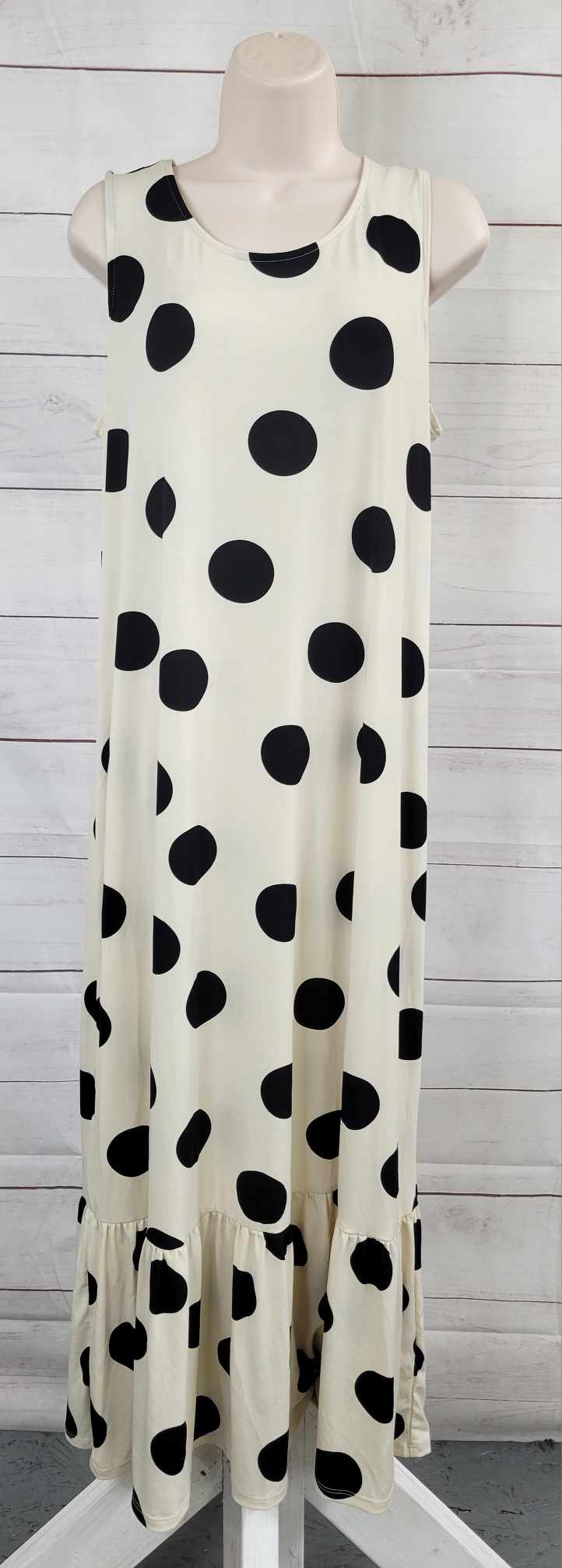 MEDIUM TAN/BLACK A491906 Truth + Style Petite Knit Printed Ruffle Midi Dress