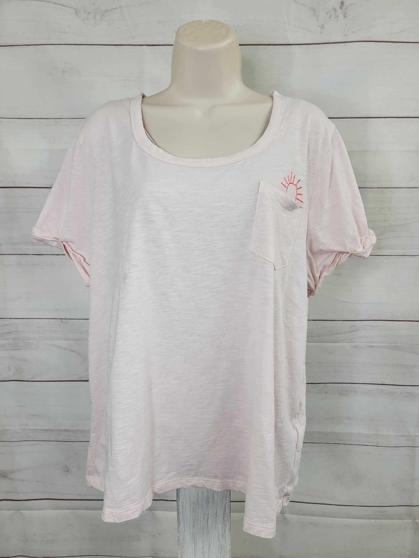 LARGE PINK A593120 Candace Cameron Bure Breezy Cotton Tee with Embroidery