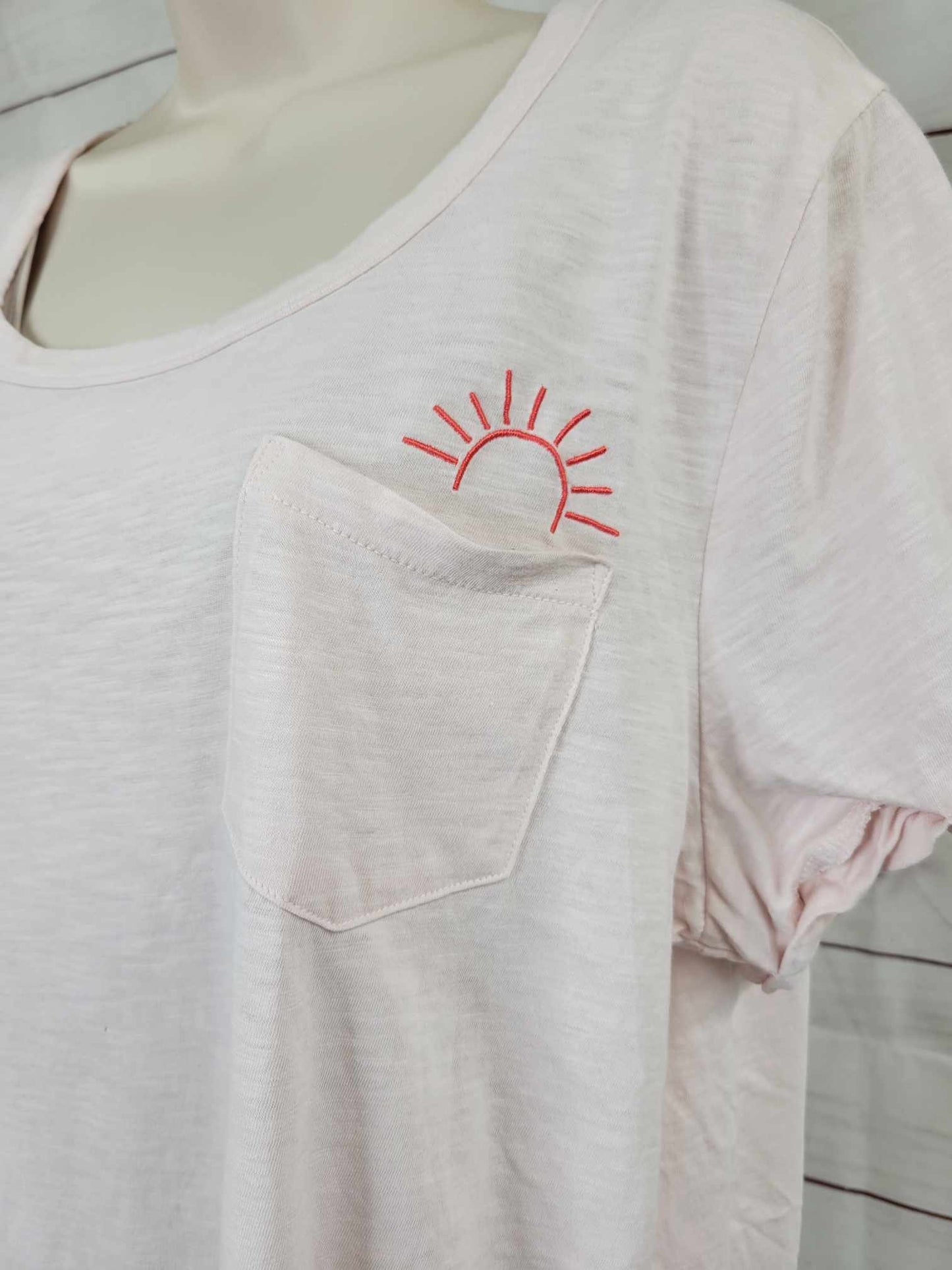 LARGE PINK A593120 Candace Cameron Bure Breezy Cotton Tee with Embroidery
