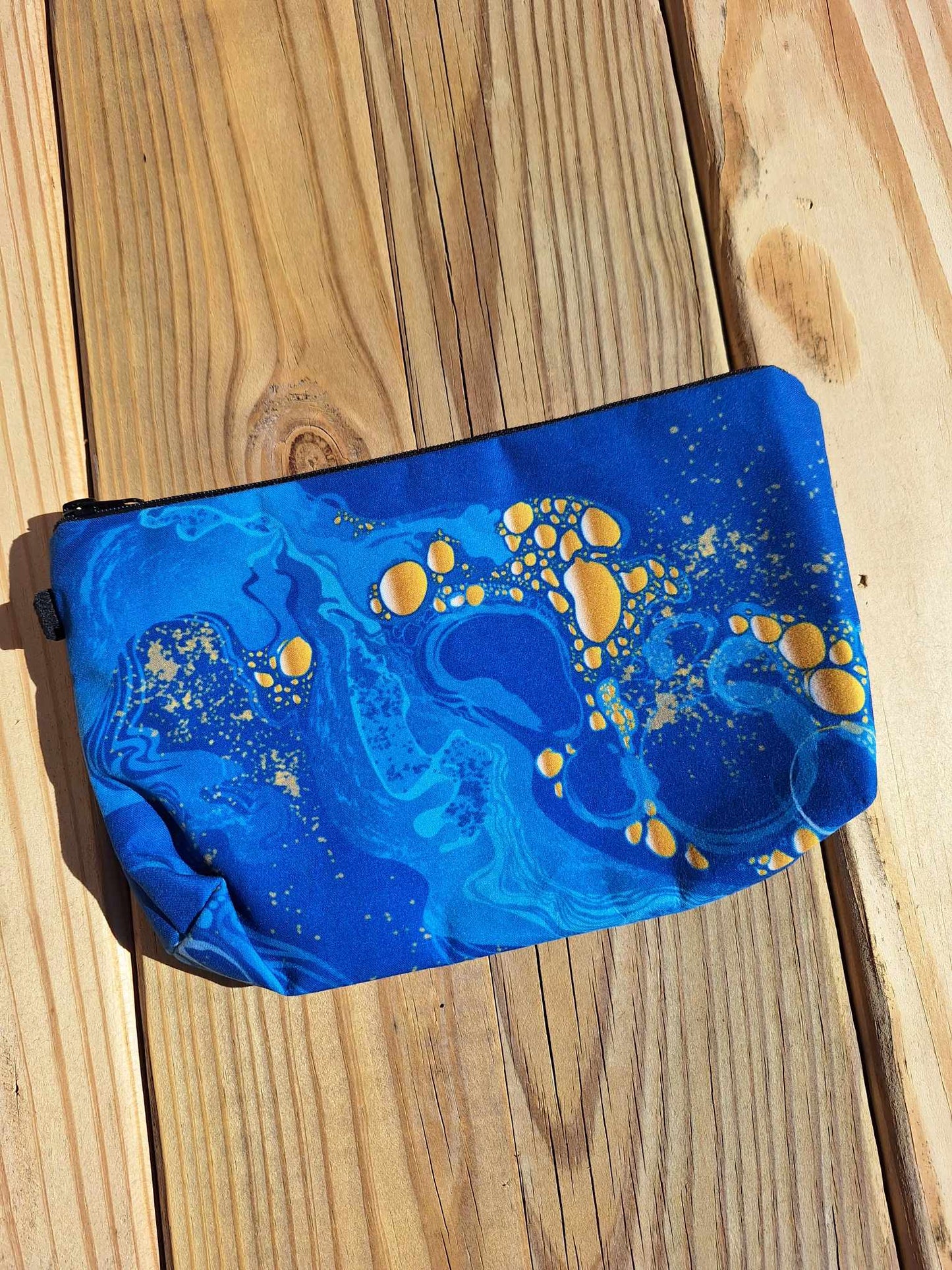 Blue & Gold Make-up Bag Cosmetic/Toiletry Pouch