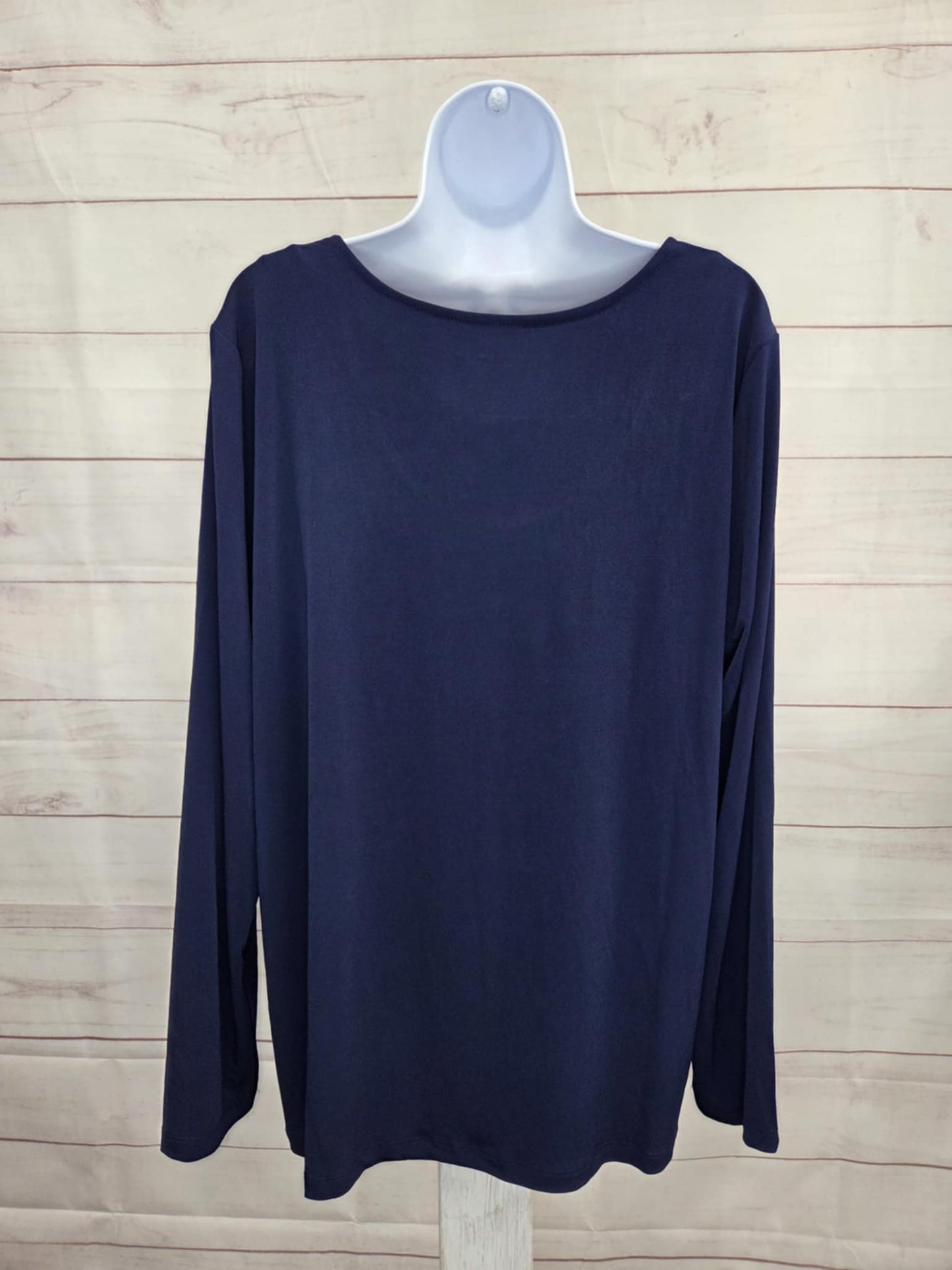 XLARGE NAVY A711769 Susan Graver Essentials Liquid Knit Scoop Neck Top