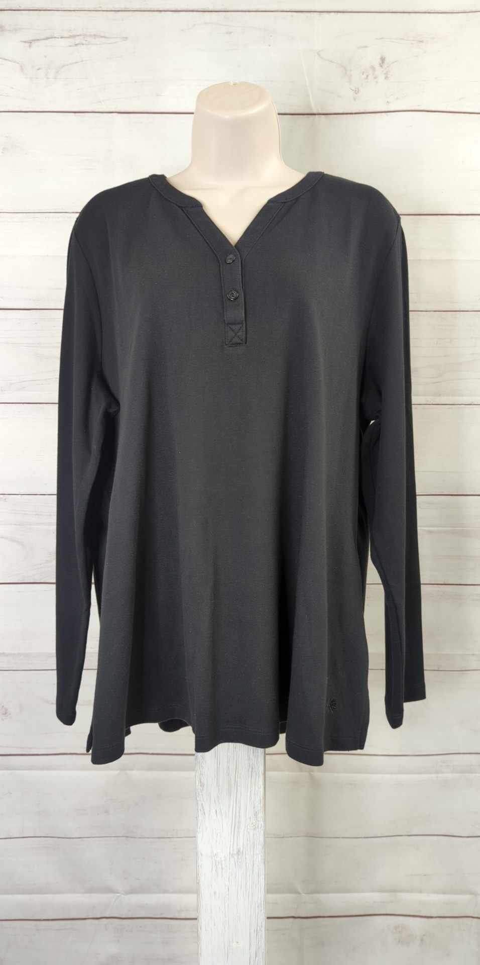 XLARGE BLACK A465752 Isaac Mizrahi Live! Essentials Pima Cotton Swing Top