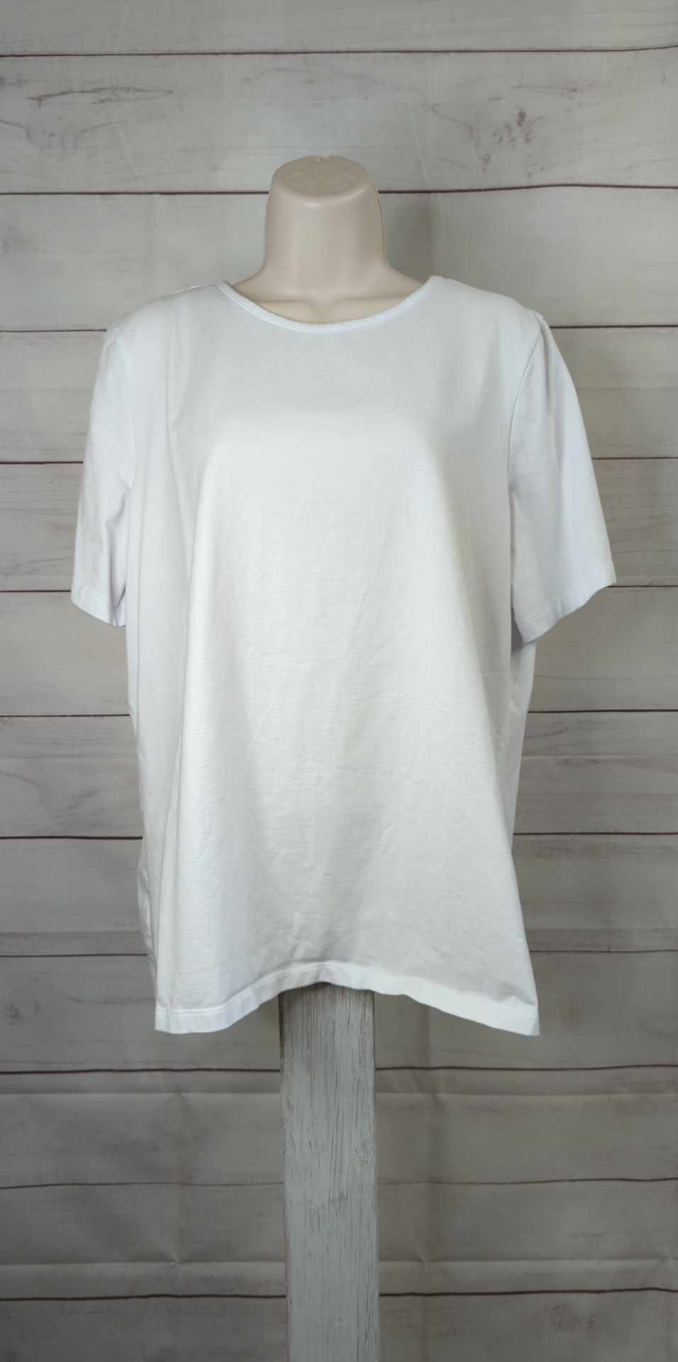 LARGE WHITE A516297 Denim & Co. Essentials Perfect Jersey Short Sleeve Knit Top
