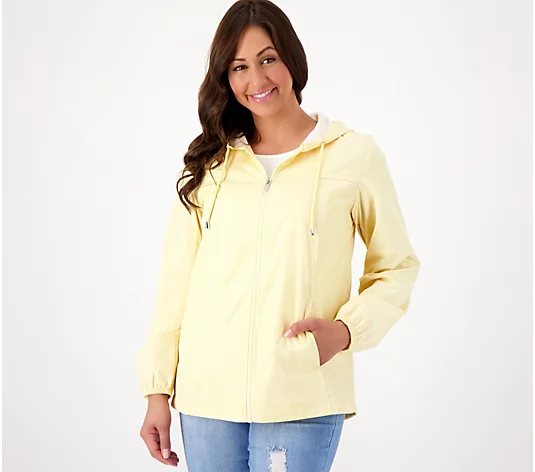 XXSMALL ITALIAN STRAW A470640 Susan Graver Water Resistant Windbreaker with Dot Lining