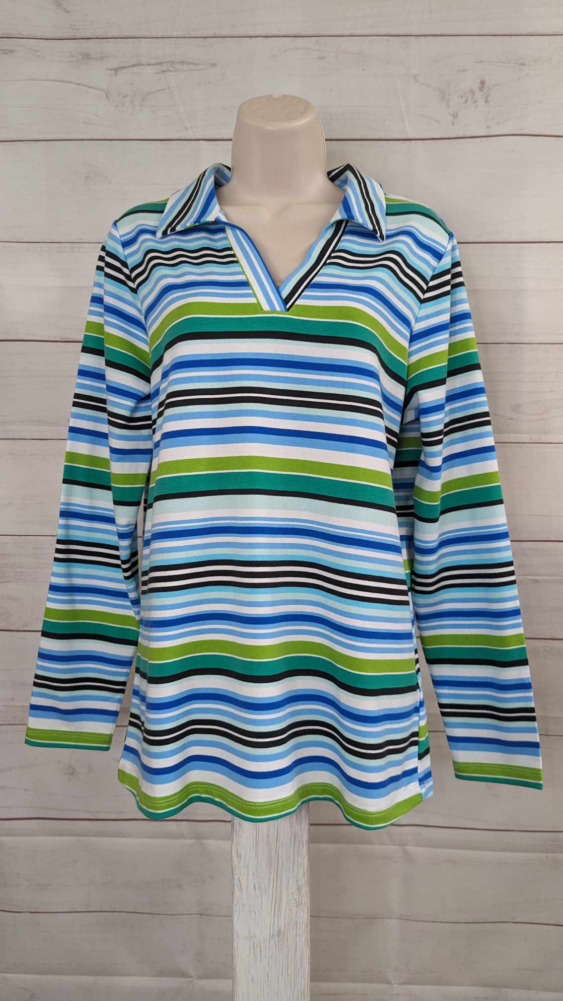 XXSMALL COBALT BLUE A568032 Sport Savvy Printed French Terry Collared Vneck Pullover