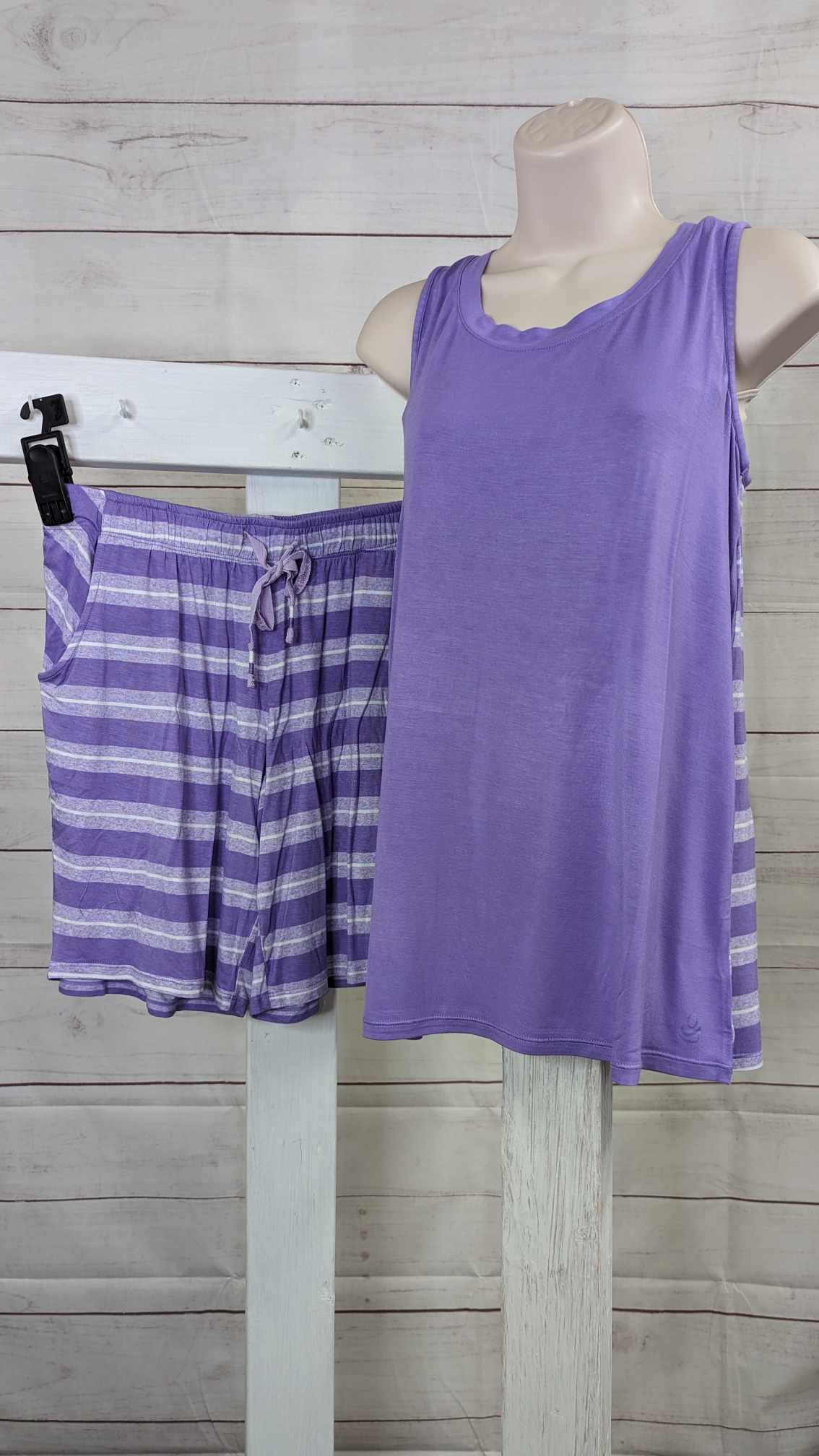 XSMALL PURPLE A593298 Cuddl Duds Smooth Jersey Tank and Shorts Pajama Set