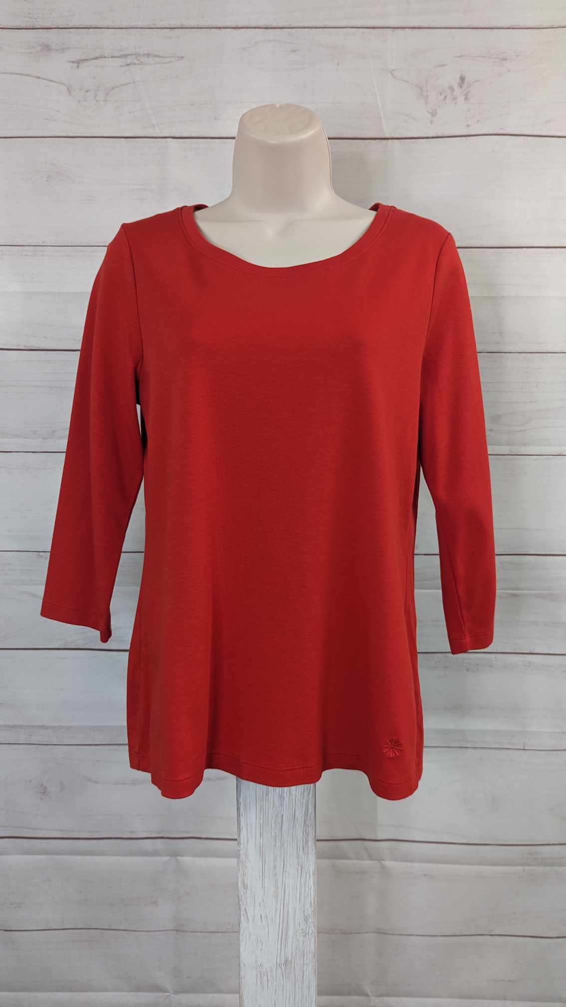XXSMALL RED A454848 Isaac Mizrahi Live! Pima Cotton 3/4 sleeve T-Shirt
