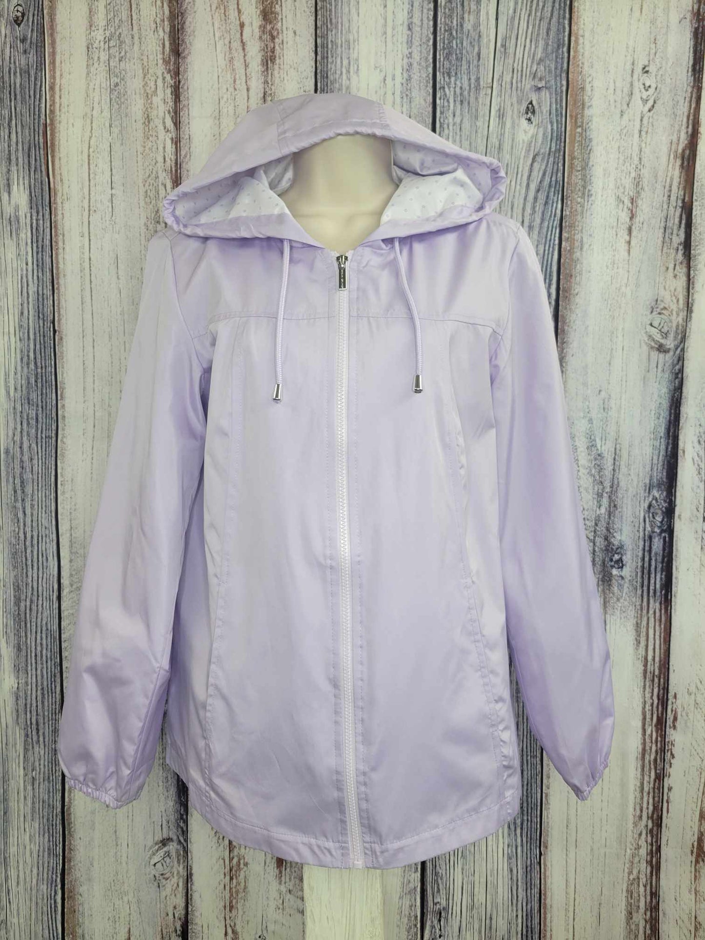 XSMALL LAVENDAR A470640 Susan Graver Water Resistant Windbreaker with Dot Lining