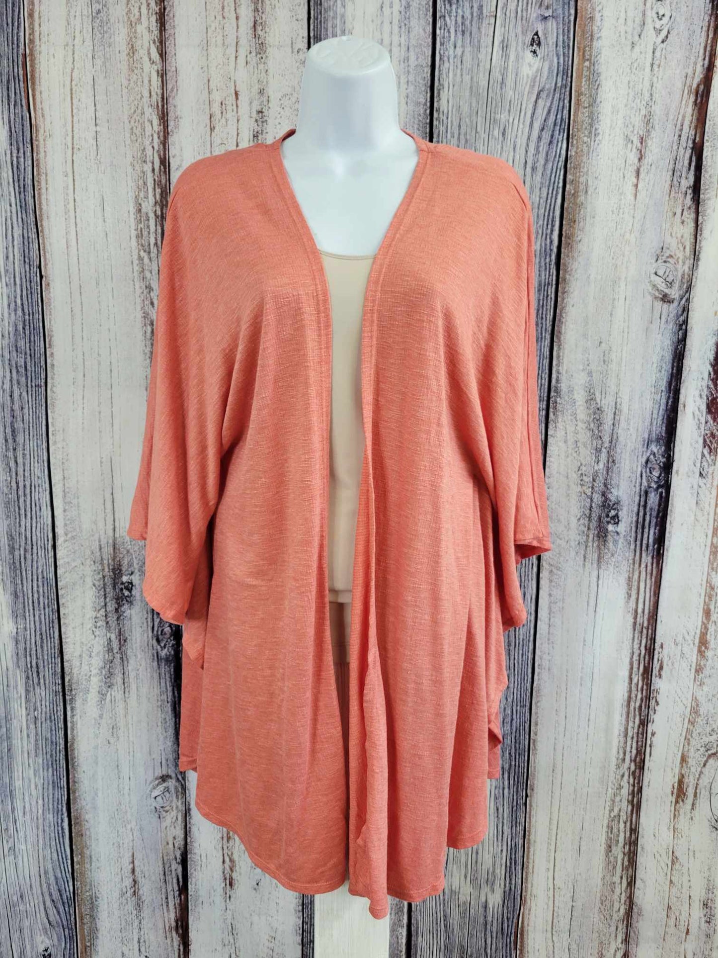 MEDIUM SPICED CORAL A469974 Cuddl Duds Slub Relaxed Throw Poncho Wrap