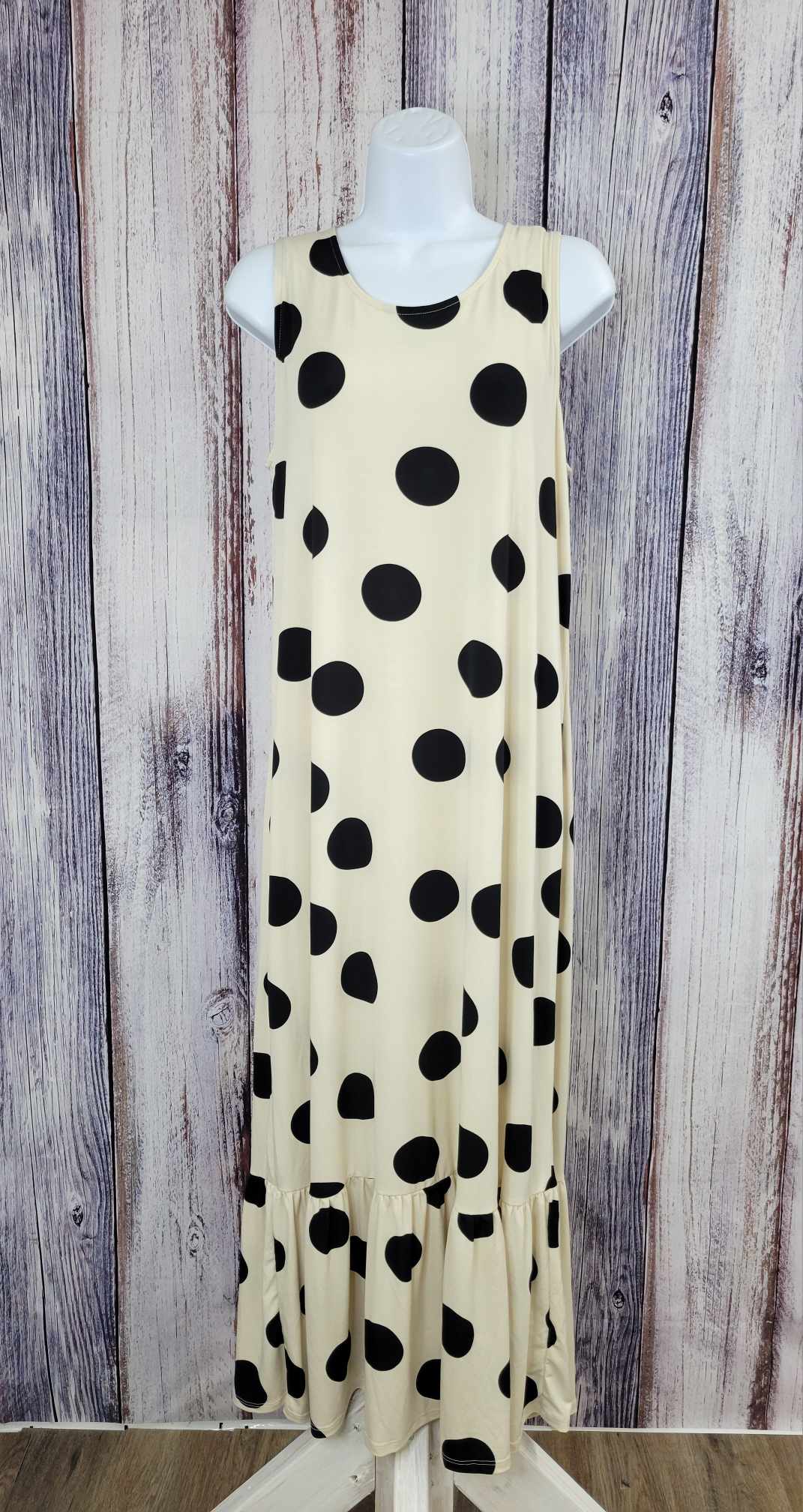 MEDIUM TAN/BLACK A491906 Truth + Style Petite Knit Printed Ruffle Midi Dress