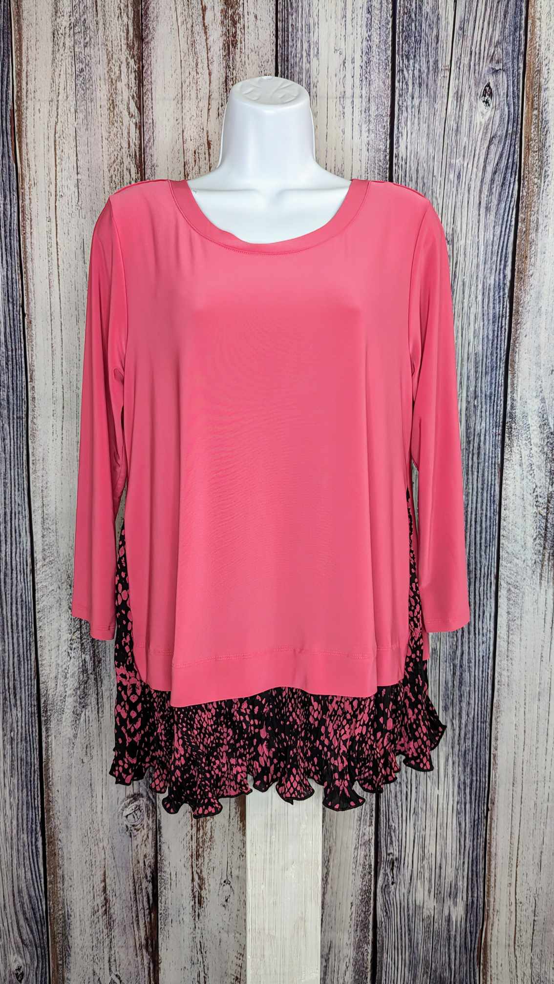 XSMALL LIPSTICK A627427 Attitudes by Renee Knit Top With Pleated Godet Peplum