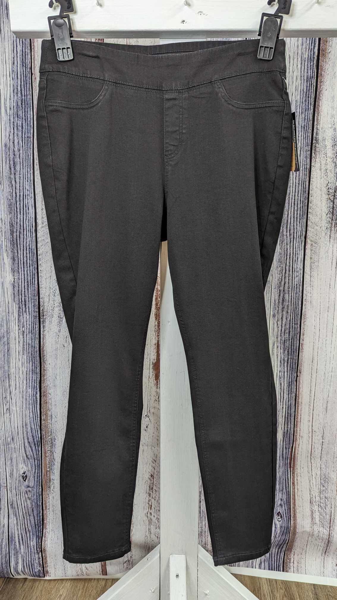 12R BLACK A465990 Denim & Co. Cozy Touch Denim Regular Pull-On Jeggings