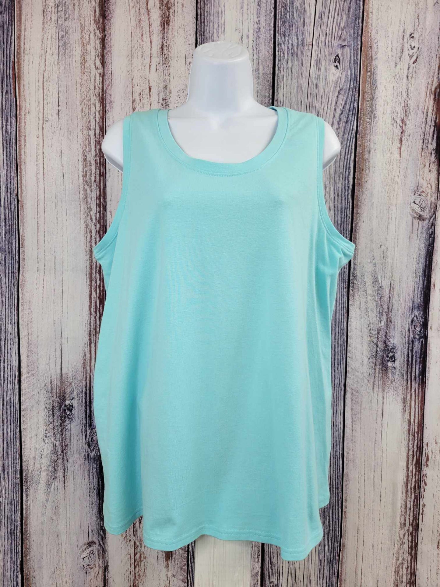 LARGE AQUA A598394 Sport Savvy Scoop-Neck Jersey Swing Tank