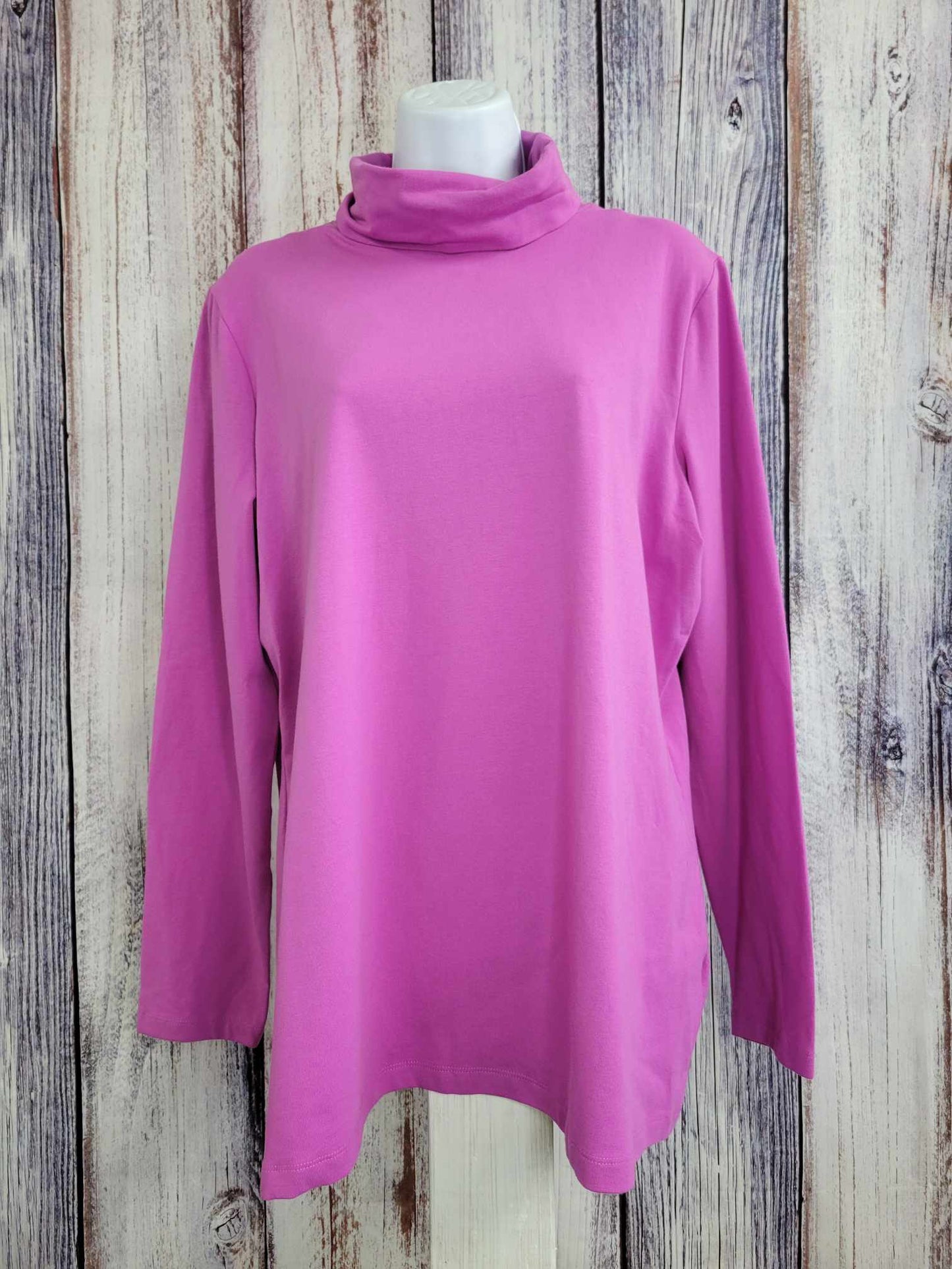 LARGE ROSE A458881 Denim & Co. Essentials Perfect Jersey Turtleneck Top
