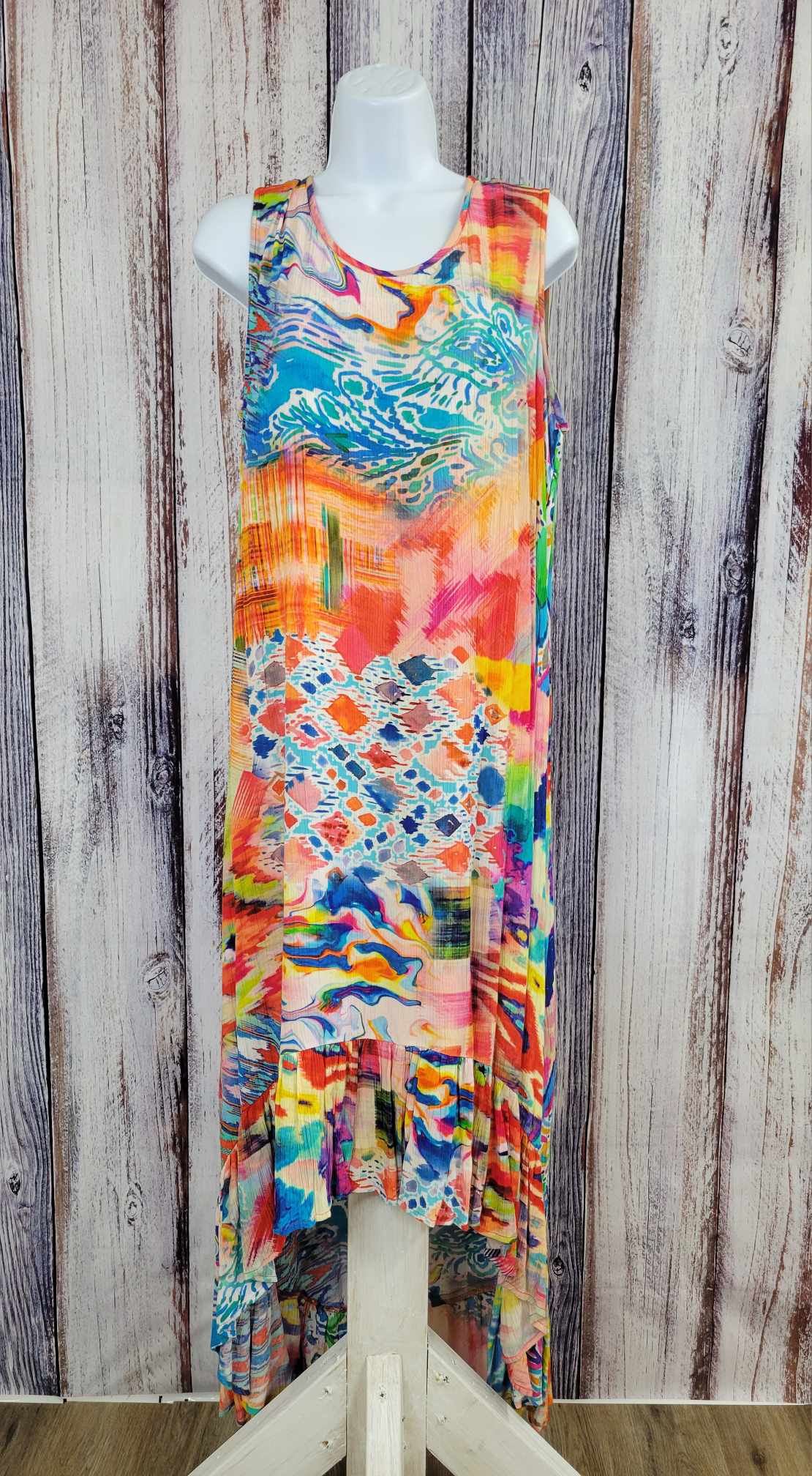 XLARGE WaterColor A392871 Tolani Collection Regular Flounce Hem Dress