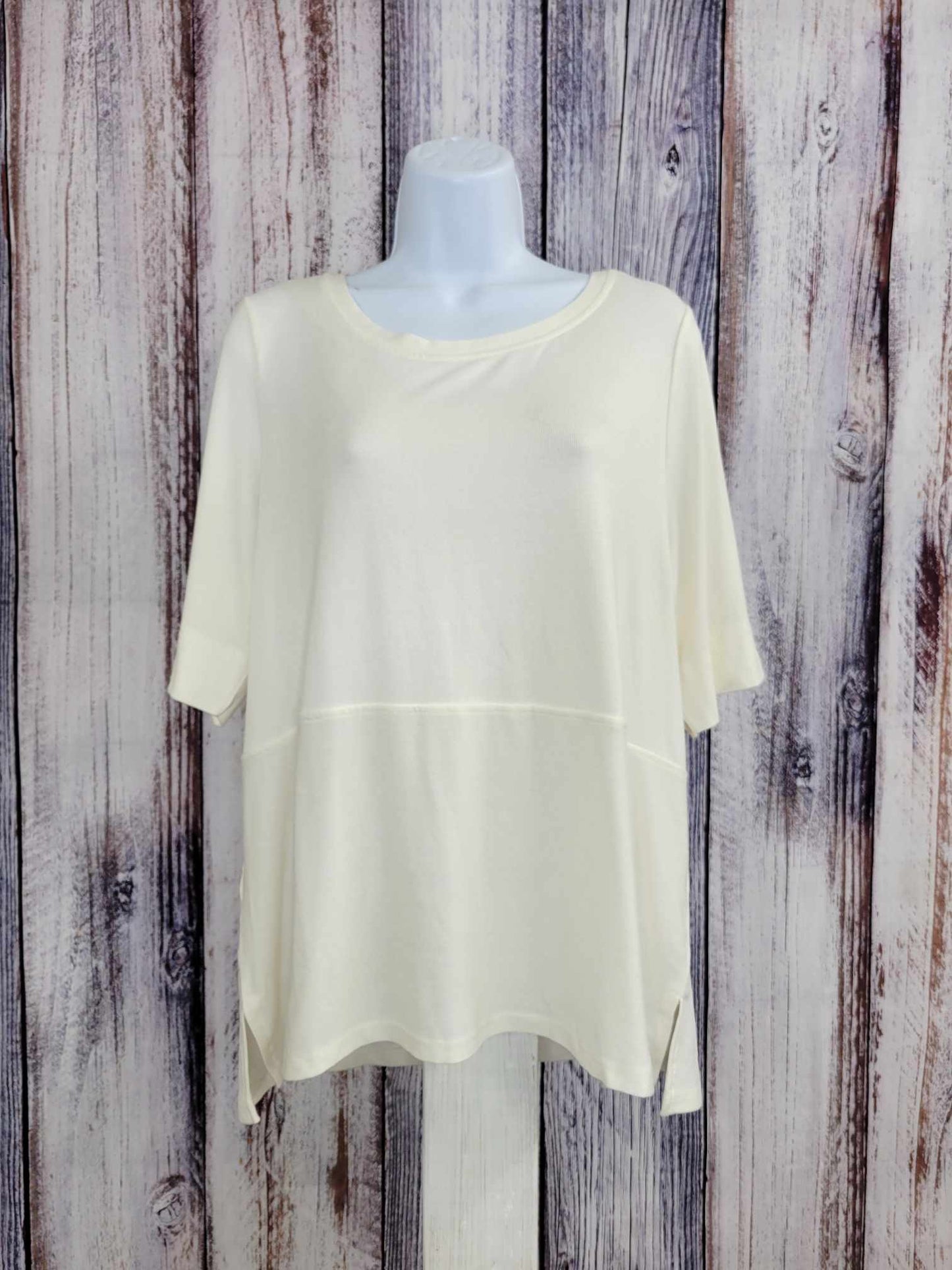LARGE PORCELAIN A586757 Cuddl Duds Seriously Soft Elbow-Sleeve Top