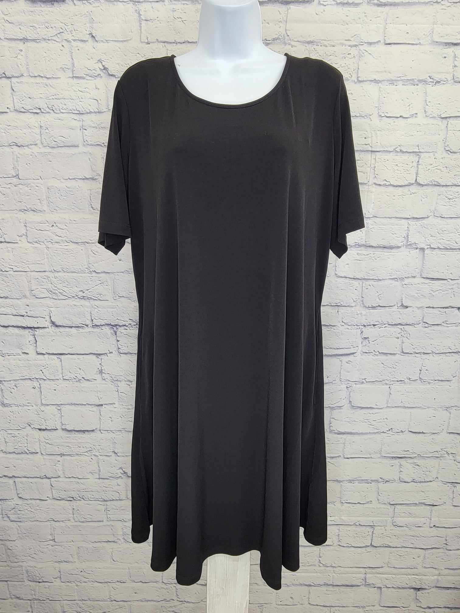 susan graver liquid knit dresses Susan Graver Regular Liquid Knit V-Neck A-Line Dress w/ Lace Sleeves