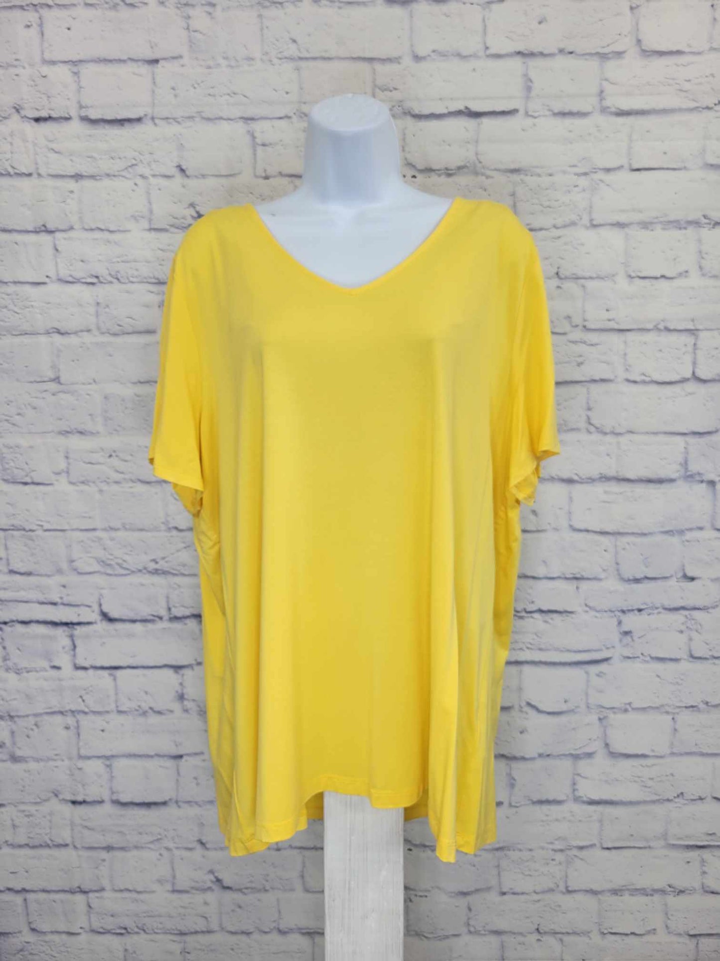 XLARGE YELLOW A600384 Susan Graver Weekend Essentials Cool Touch Flutter Sleeve Top