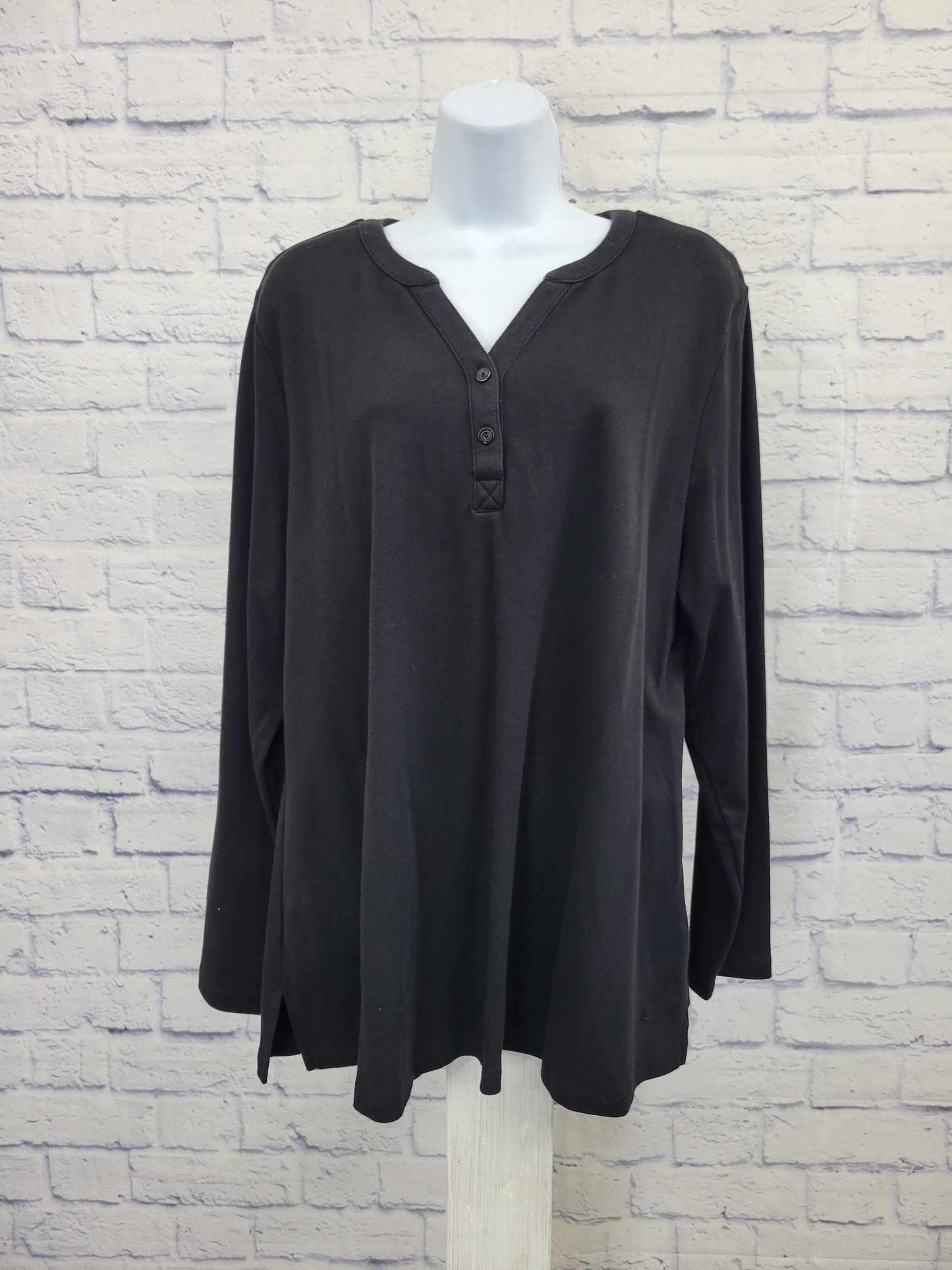 XLARGE BLACK A465752 Isaac Mizrahi Live! Essentials Pima Cotton Swing Top