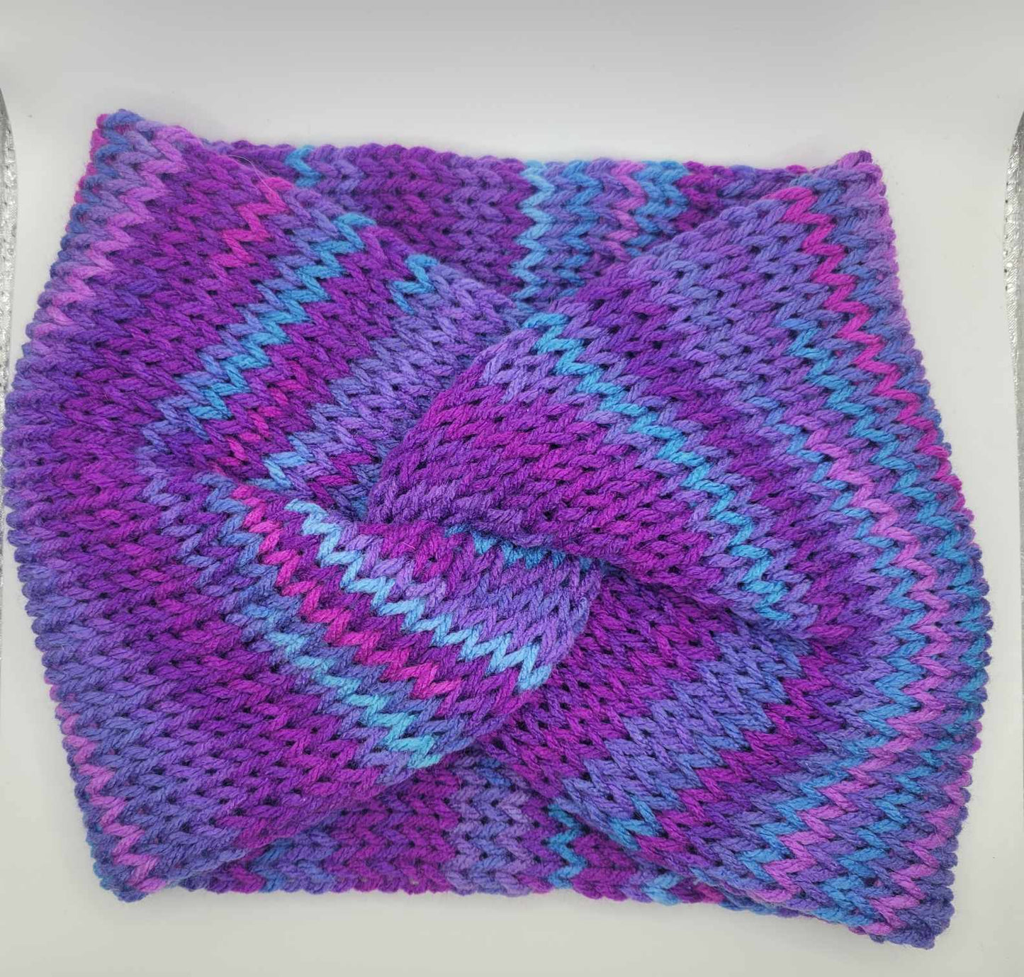 Purple Combo Adult Knitted Twisted Head Wrap