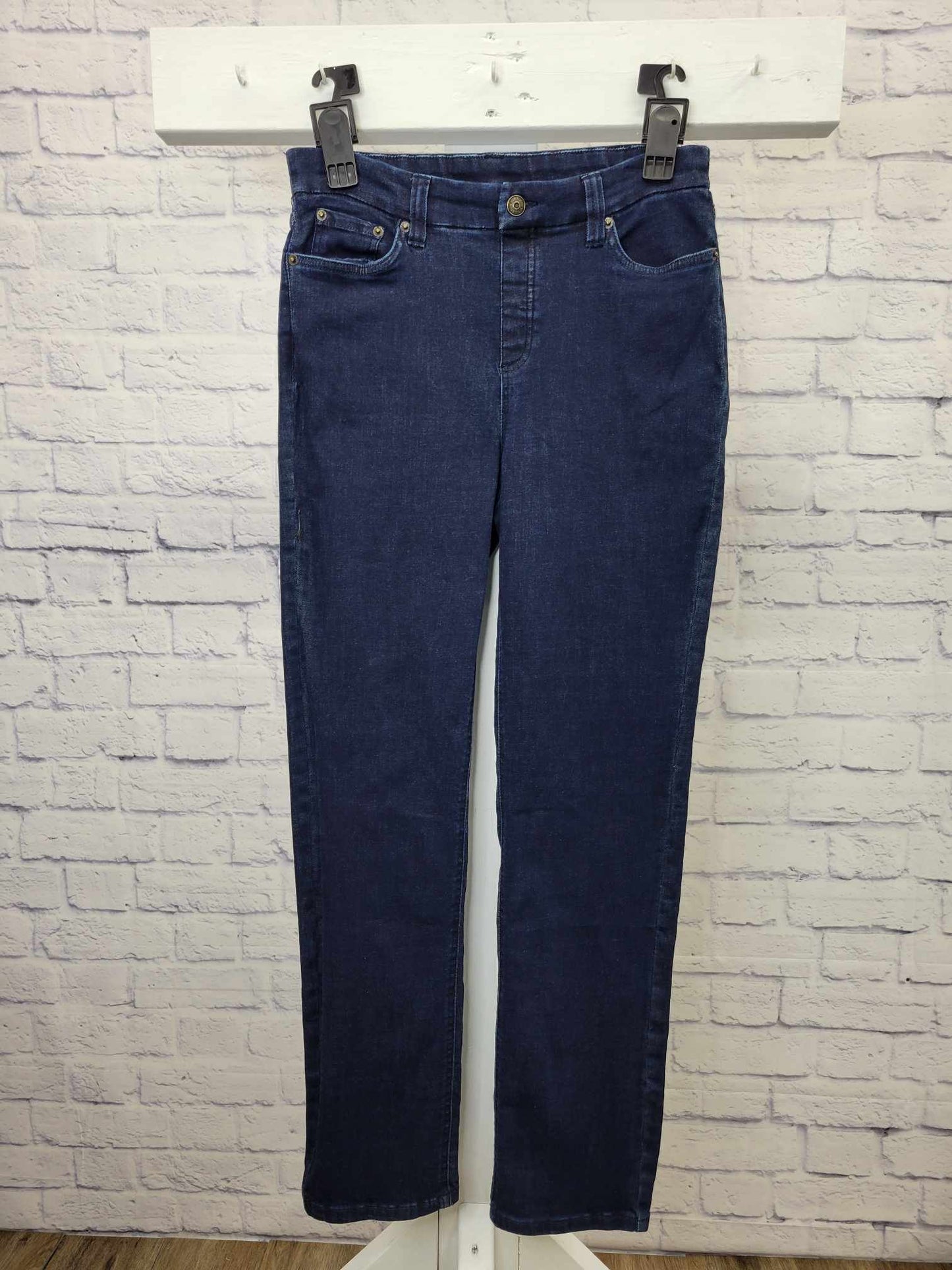 4R DARK WASH A383376 Denim & Co. Easy Stretch Regular Slim-Straight Jeans
