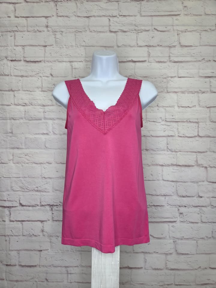 LARGE PINK A634860 Breezies Comfort Breeze Reversible Seamless Tank w/Lace Neckline