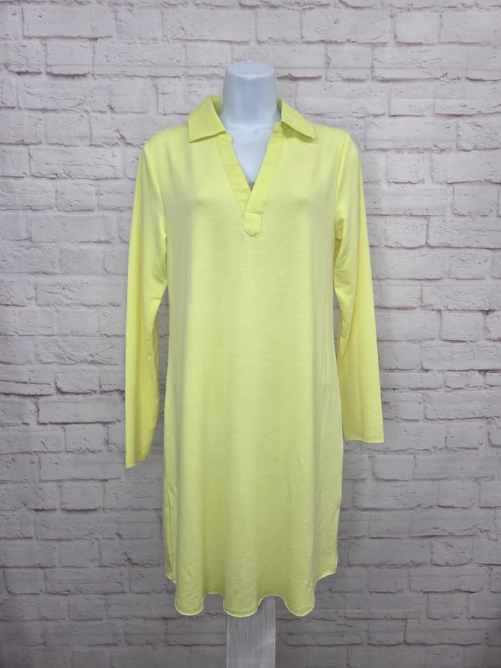 XXSMALL SUNNY LIME A544127 Candace Cameron Bure Collared Y-Neck Shirt Dress