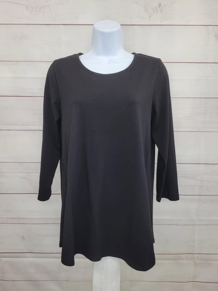 SMALL BLACK A390479 Susan Graver Weekend Essentials Regular Comfy Cotton Tunic