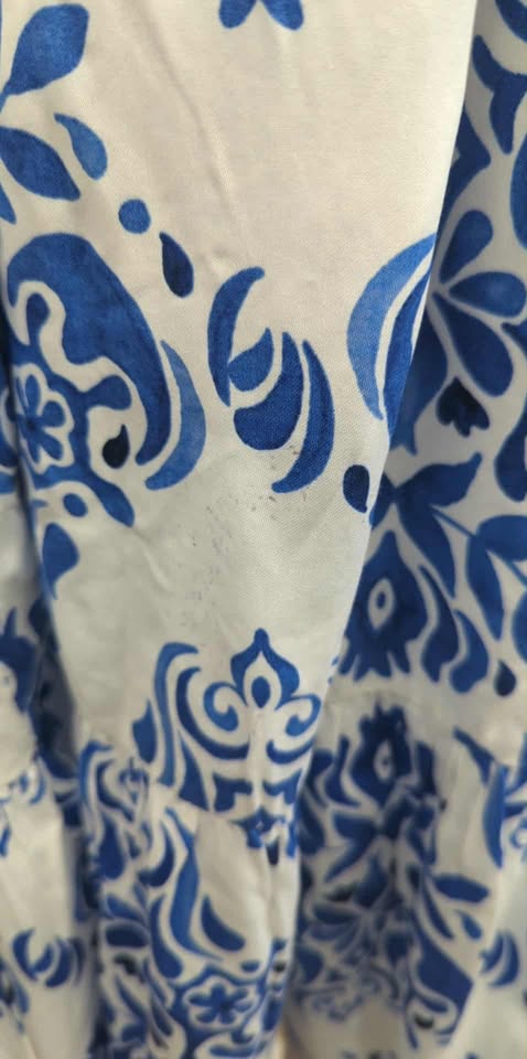 LARGE BLUE A641422 Destination 365 Regular Printed Flutter Sleeve Self Belted Dress